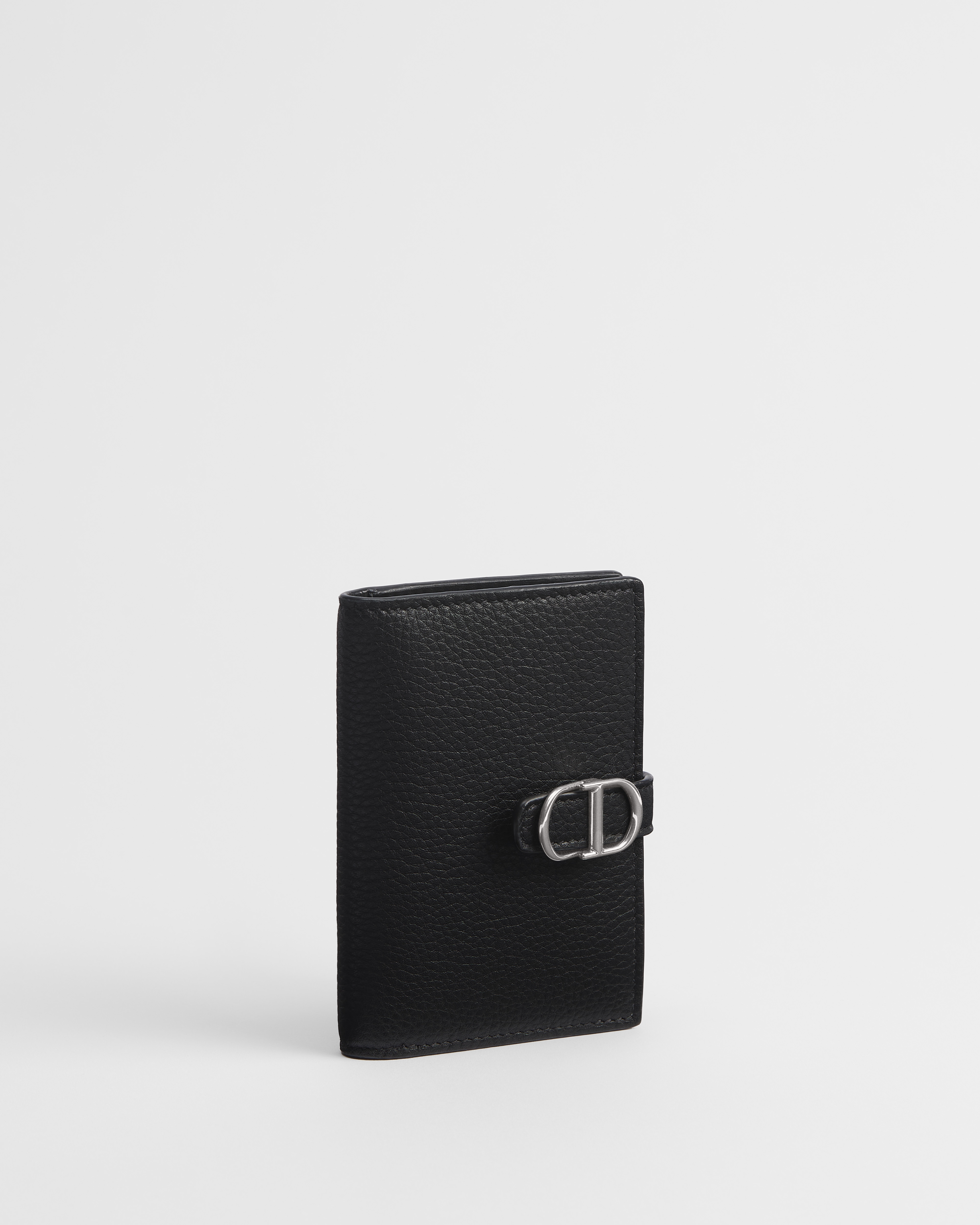 Dior Normandie Bifold Card Holder Black Grained Calfskin E03