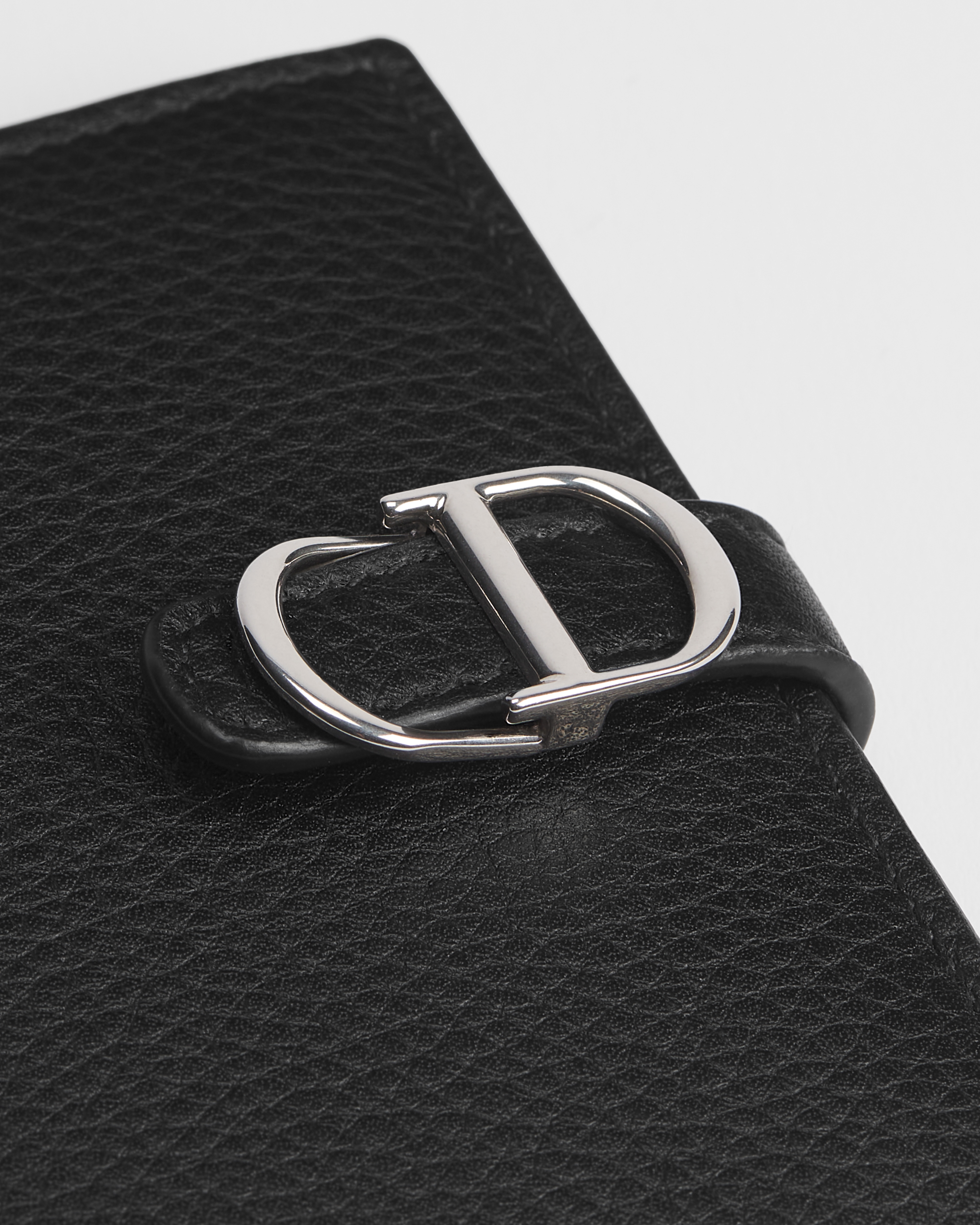 Dior Normandie Bifold Card Holder Black Grained Calfskin E09