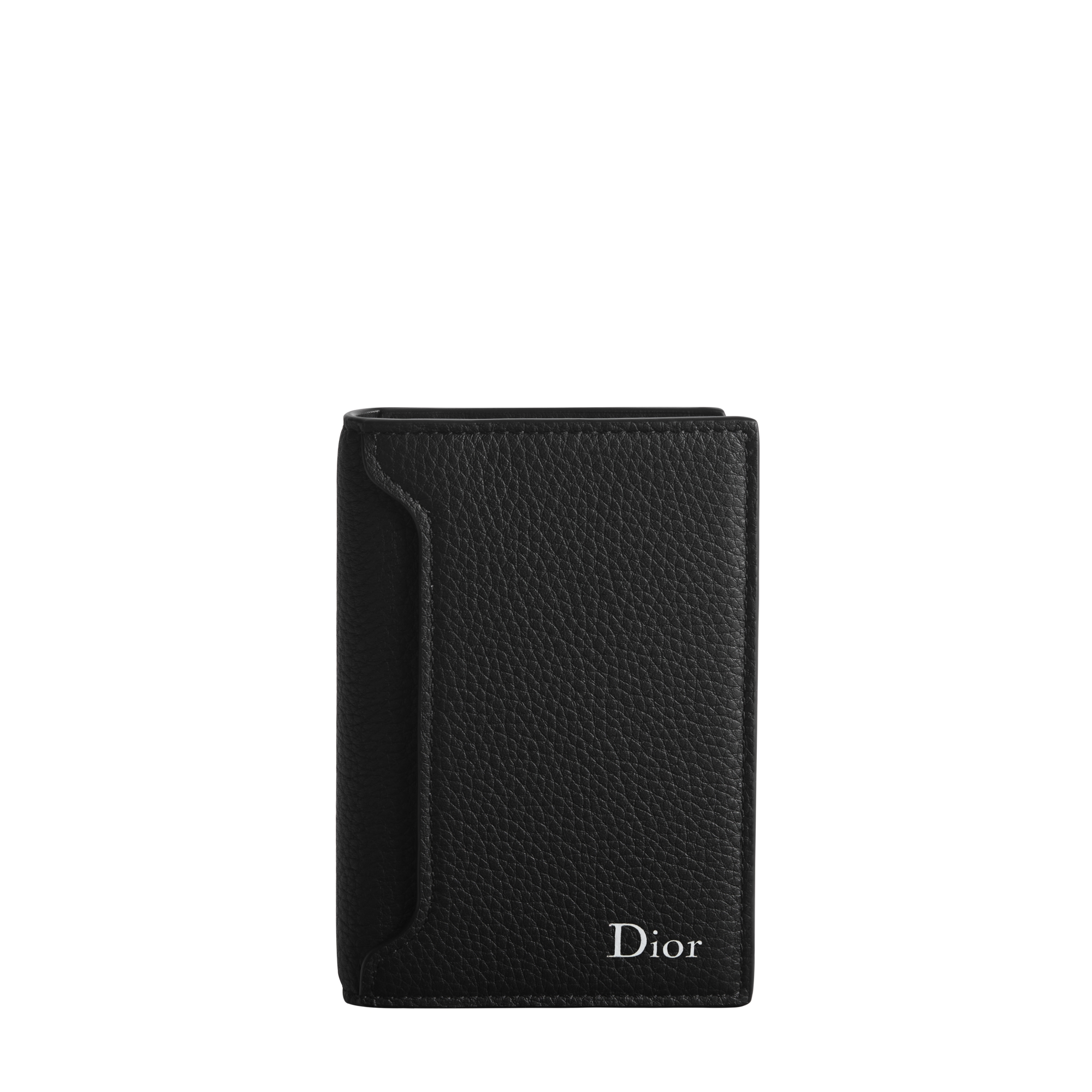 Dior Archie Bifold Card Holder Black Grained Calfskin | DIOR