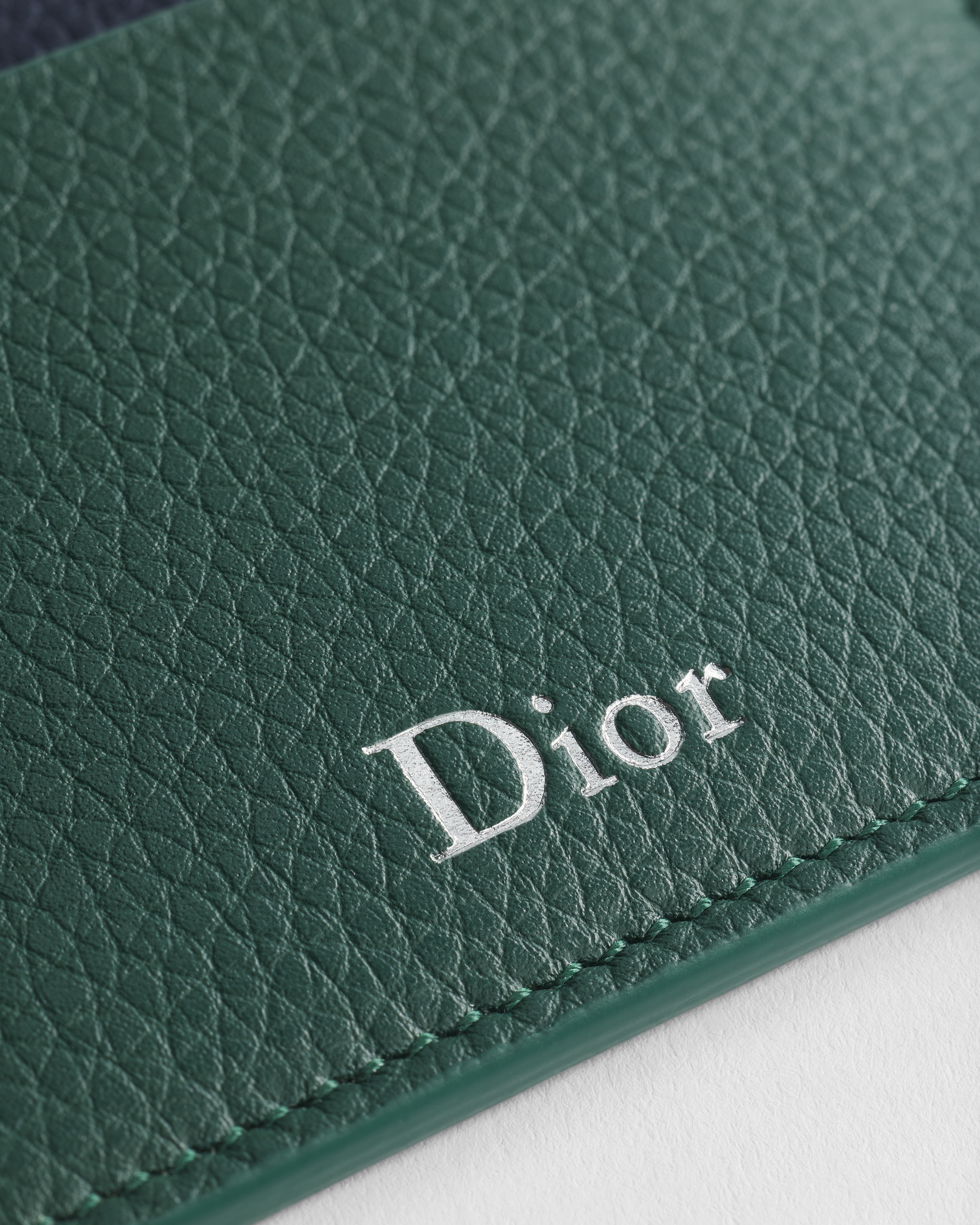 Dior Archie Card Holder Vert Cyprès and Navy Blue Grained Calfskin ...