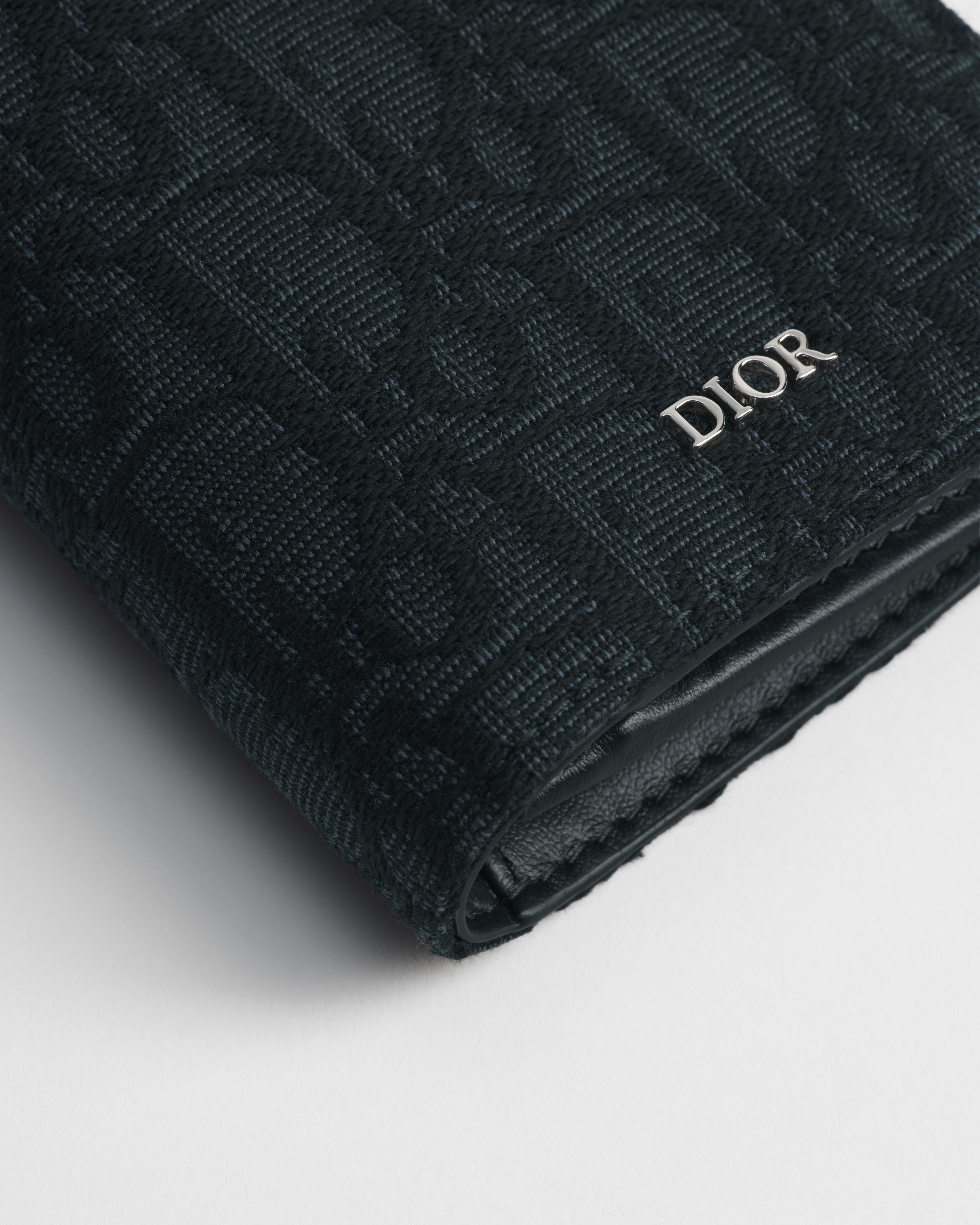 Long Bifold Wallet Black Dior Oblique Jacquard E09