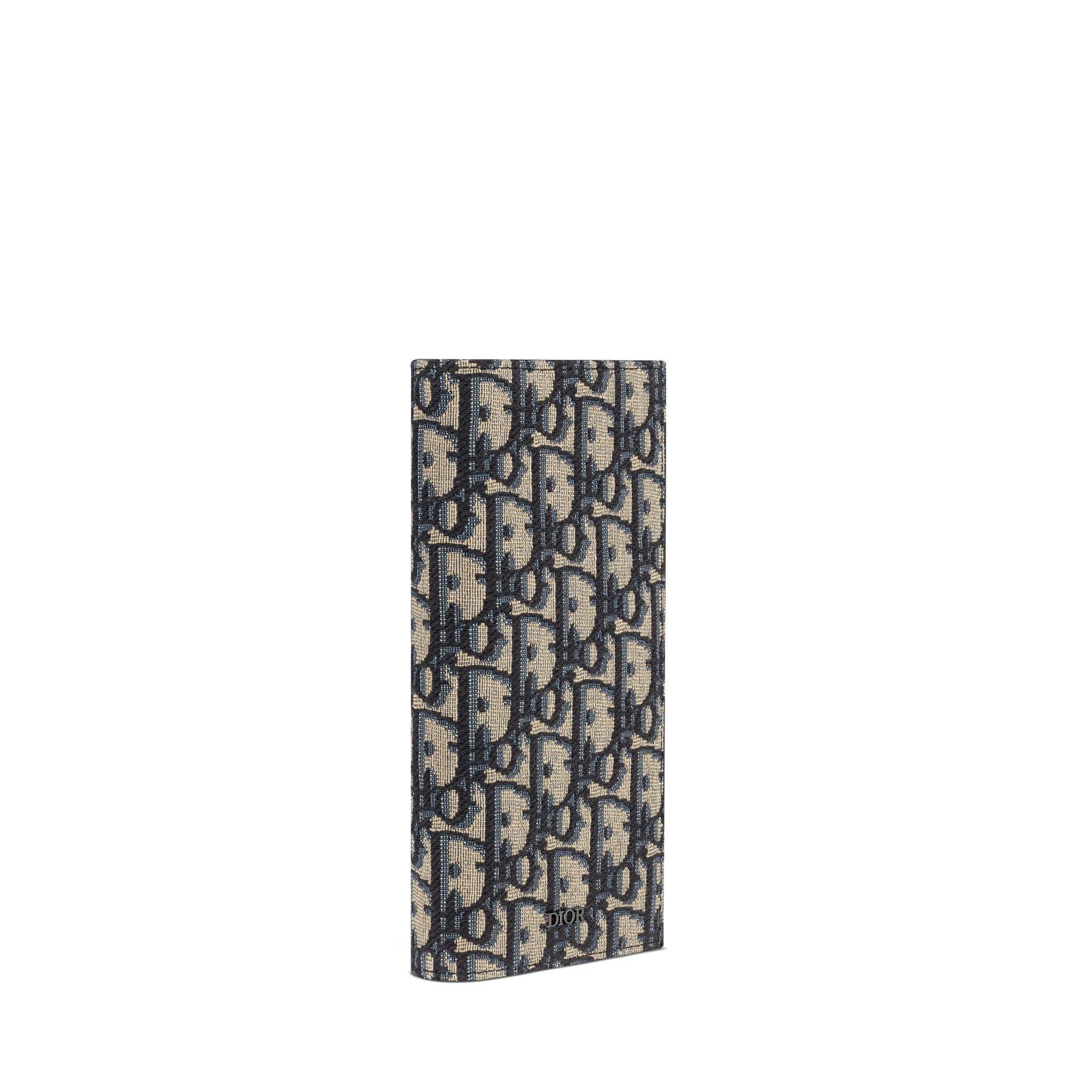 Long Vertical Wallet Beige and Black Dior Oblique Jacquard E03
