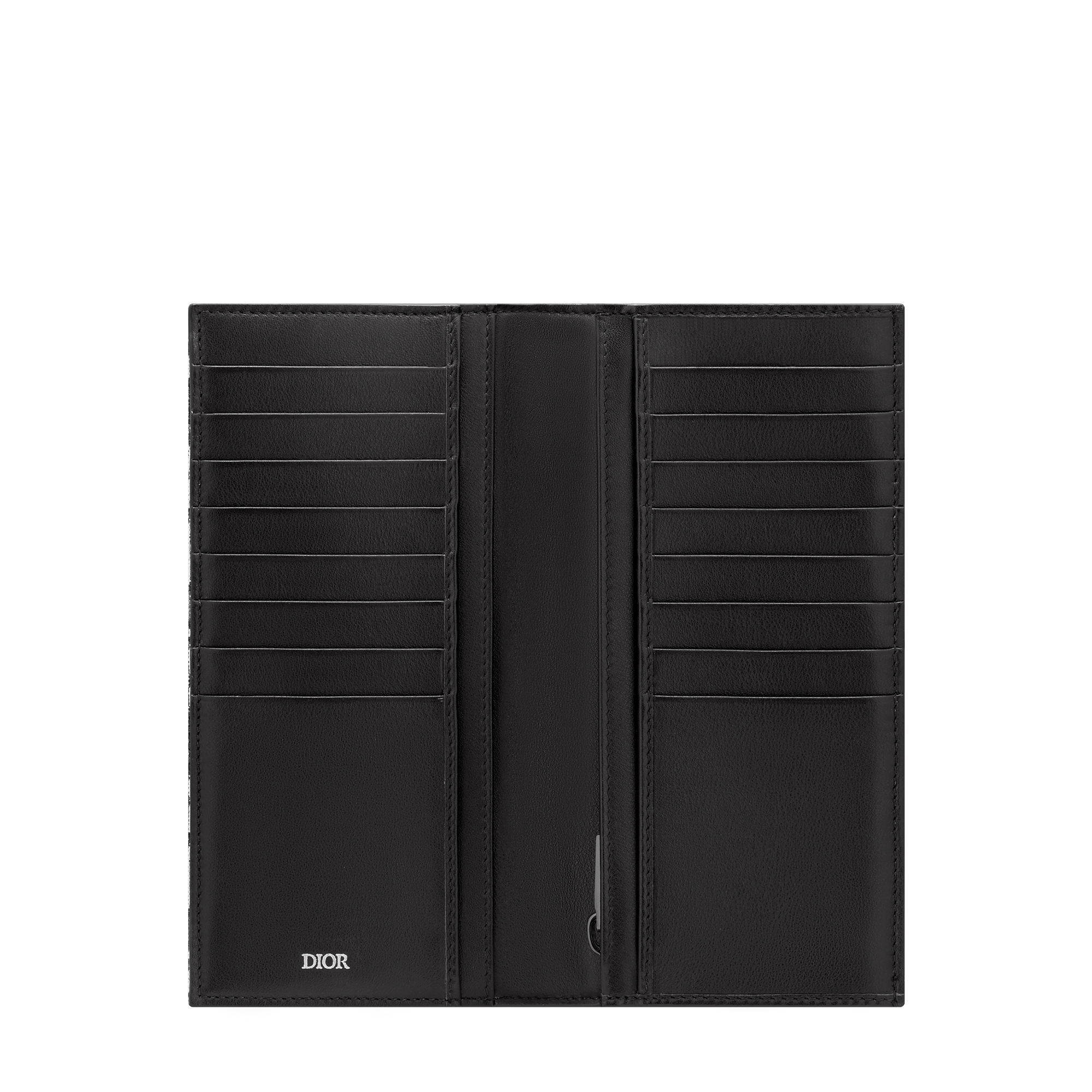 Long Vertical Wallet Beige and Black Dior Oblique Jacquard E07