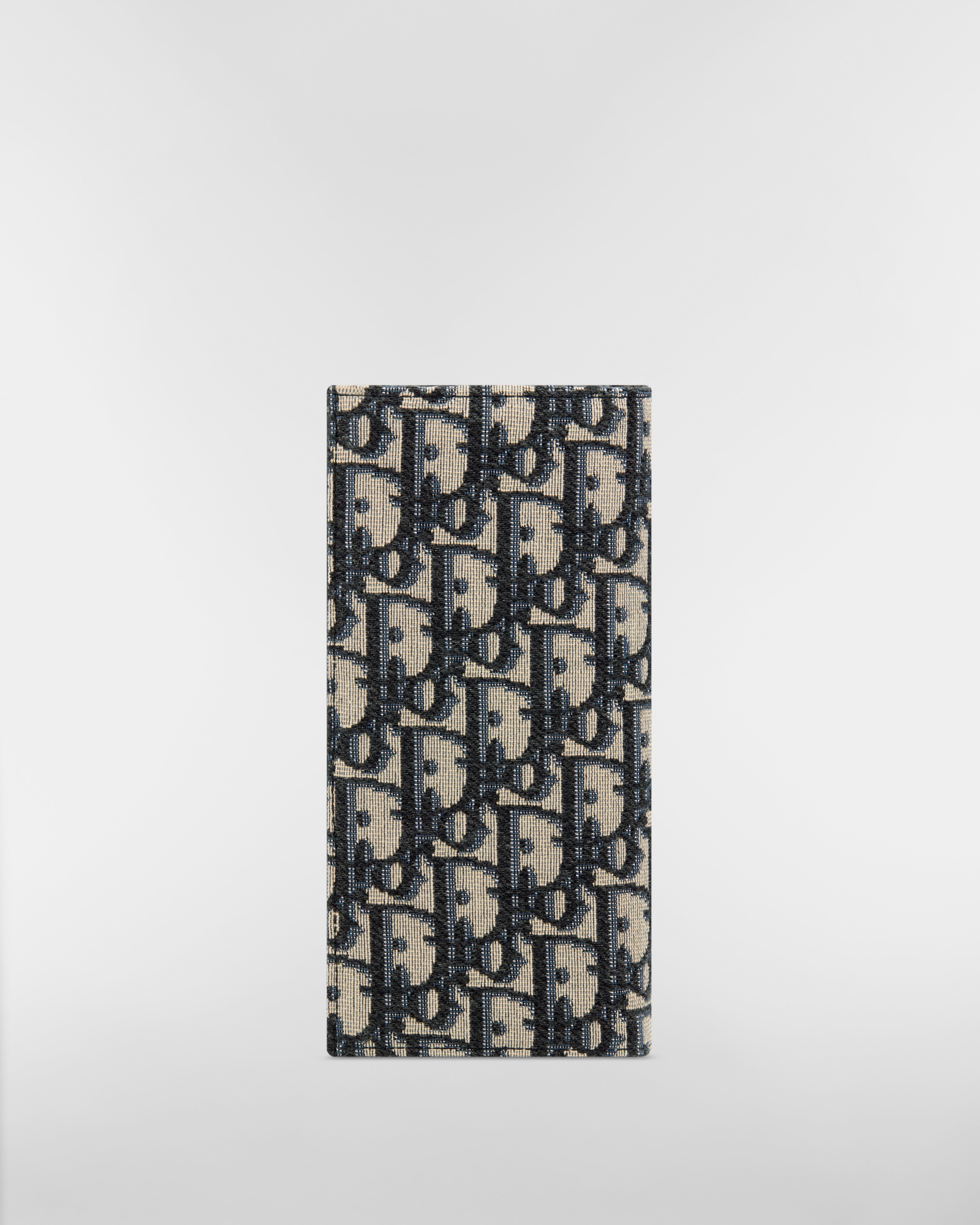 Portefeuille long vertical Toile jacquard Dior Oblique beige et noir E08
