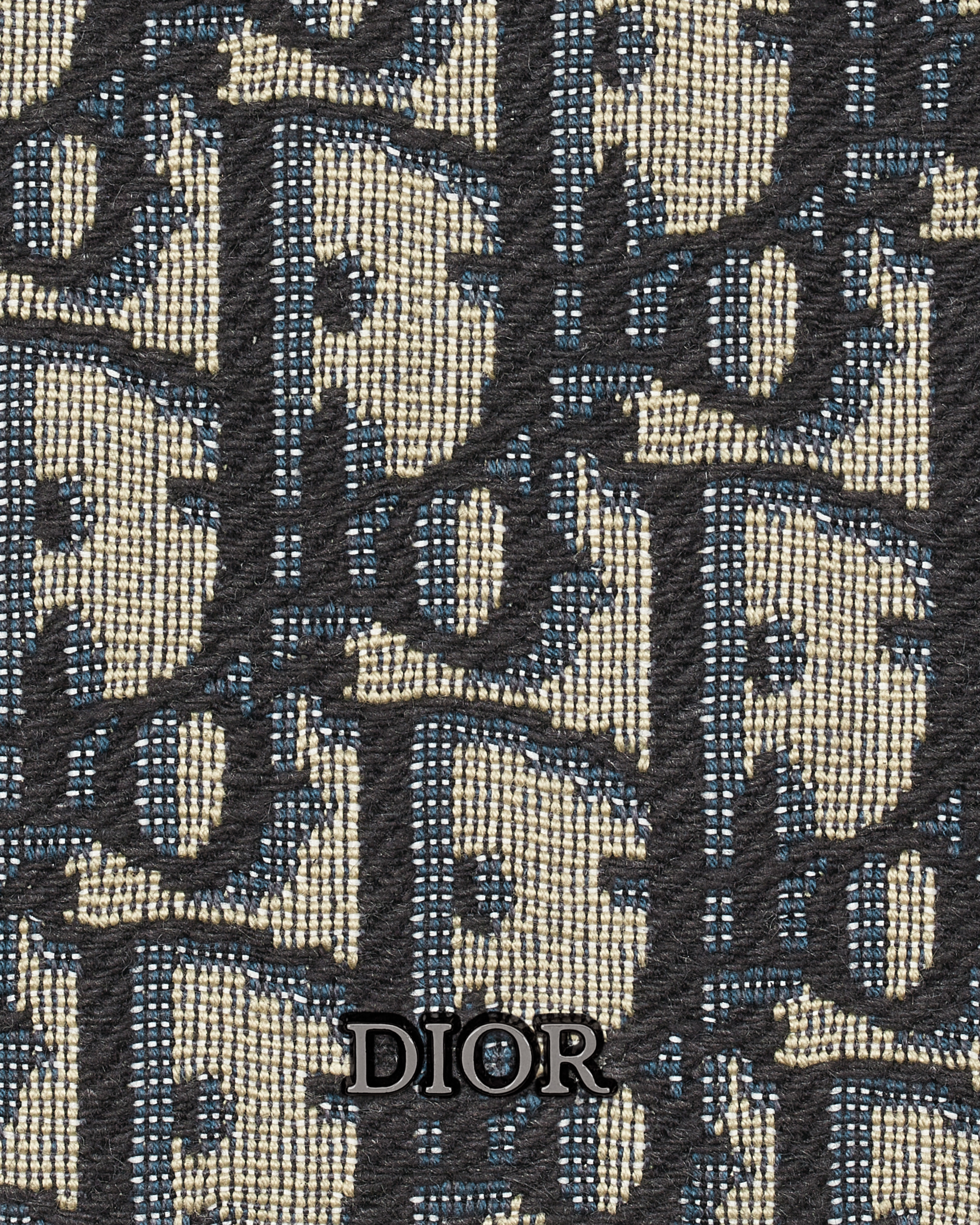 Portefeuille long vertical Toile jacquard Dior Oblique beige et noir E09