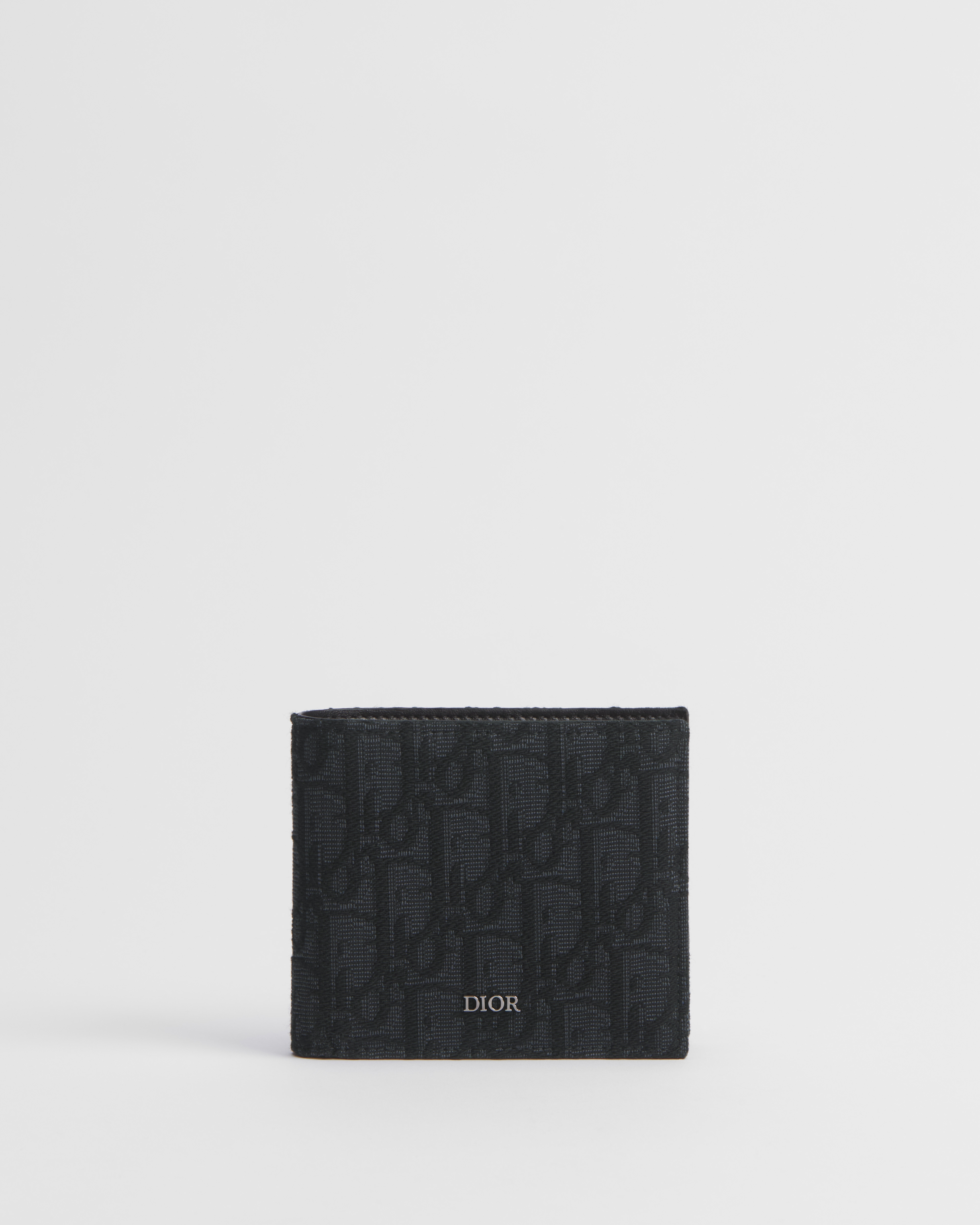 Portefeuille à deux volets Toile jacquard Dior Oblique noir E01