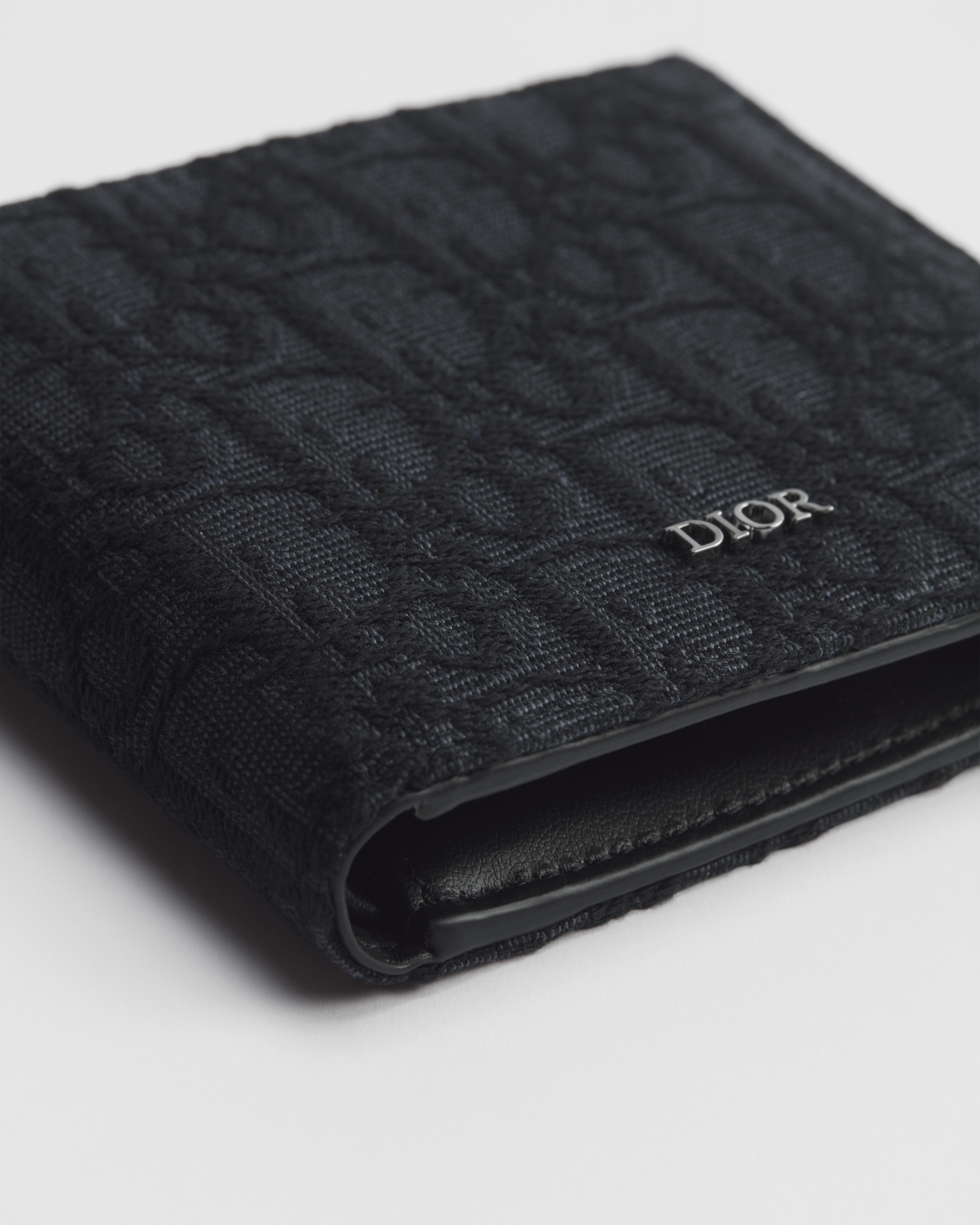 Bifold Wallet Black Dior Oblique Jacquard E09
