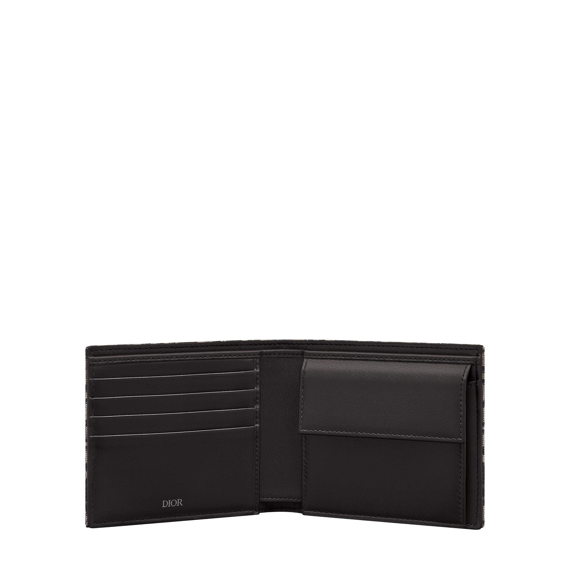 Compact Wallet Beige and Black Dior Oblique Jacquard E07