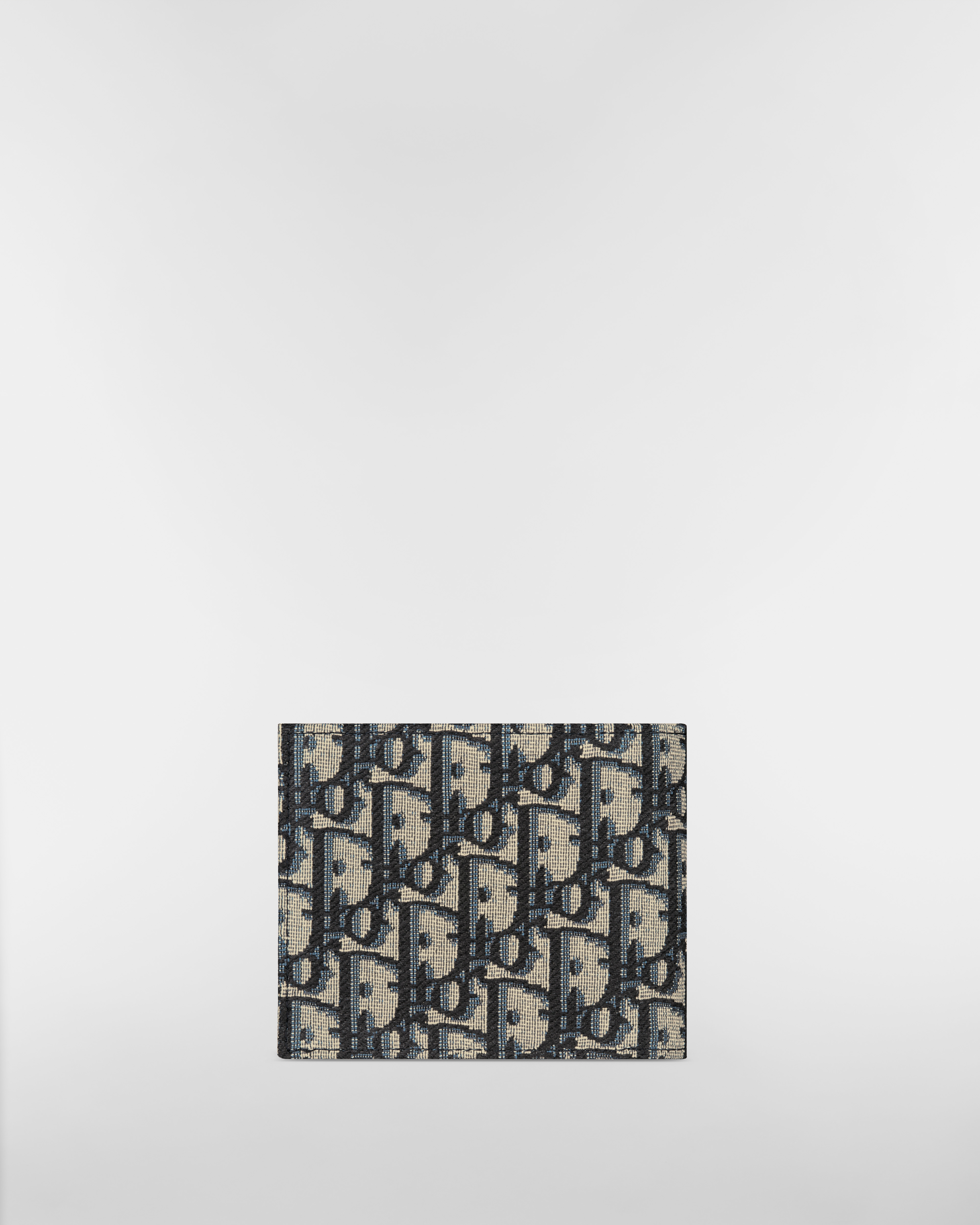 Portefeuille compact Toile jacquard Dior Oblique beige et noir E08