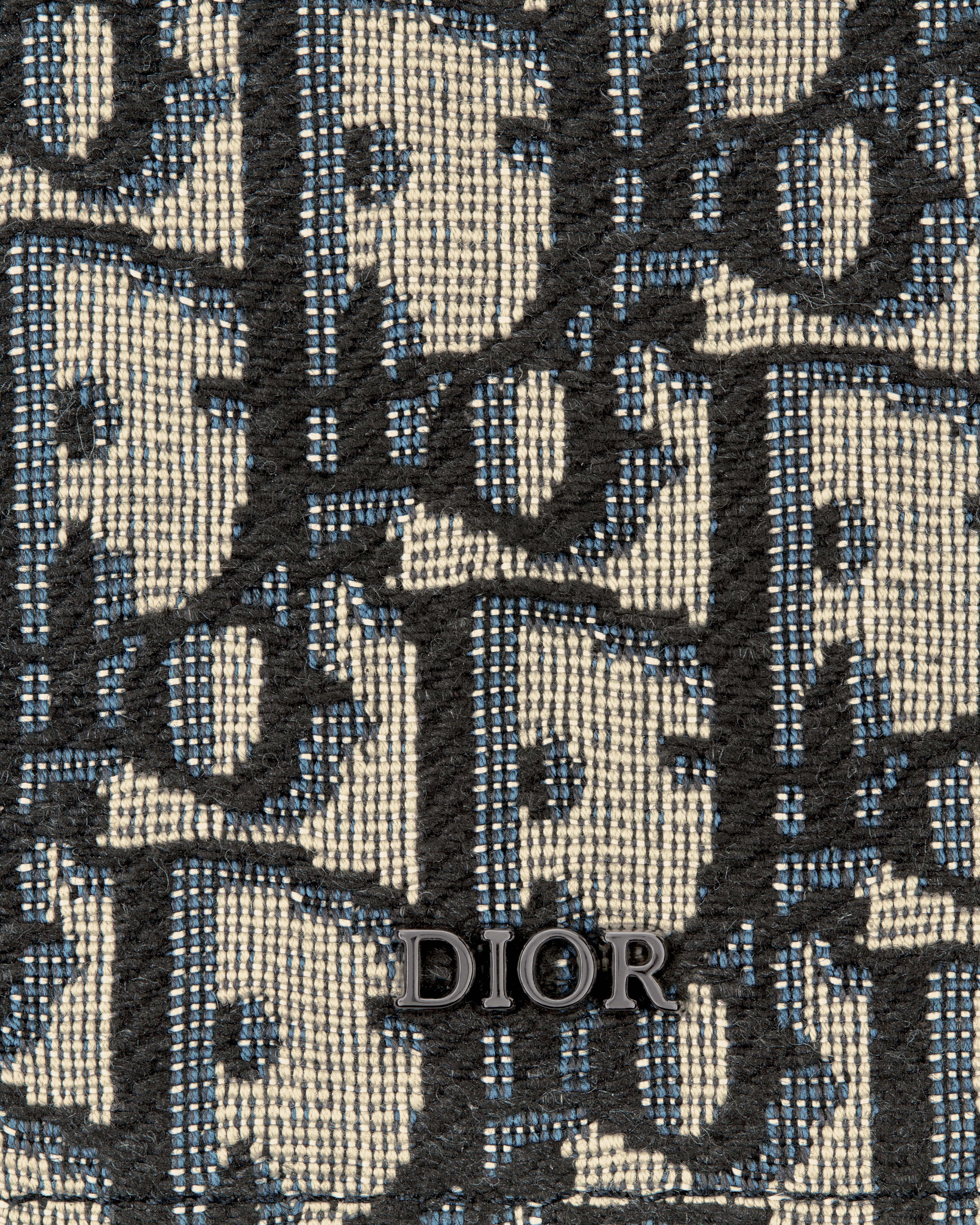 Portefeuille compact Toile jacquard Dior Oblique beige et noir E09
