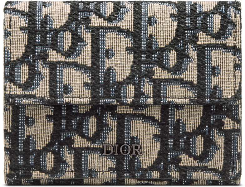 DIOR Trifold Wallet Beige And Black Dior Oblique Jacquard Men