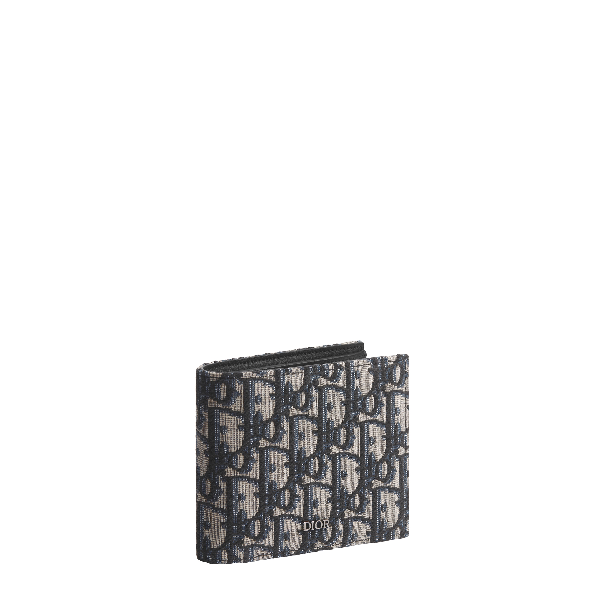 Bifold Wallet Beige and Black Dior Oblique Jacquard E03