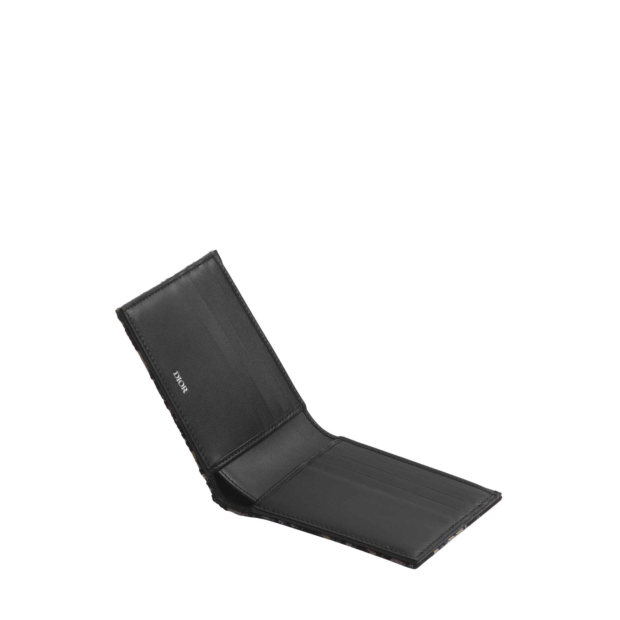 Bifold Wallet Beige and Black Dior Oblique Jacquard E06