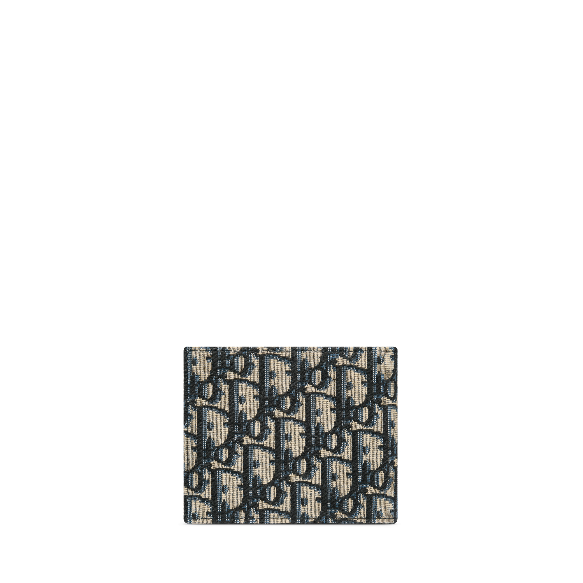 兩摺型銀包 米色和黑色 Dior Oblique 圖案緹花 E08