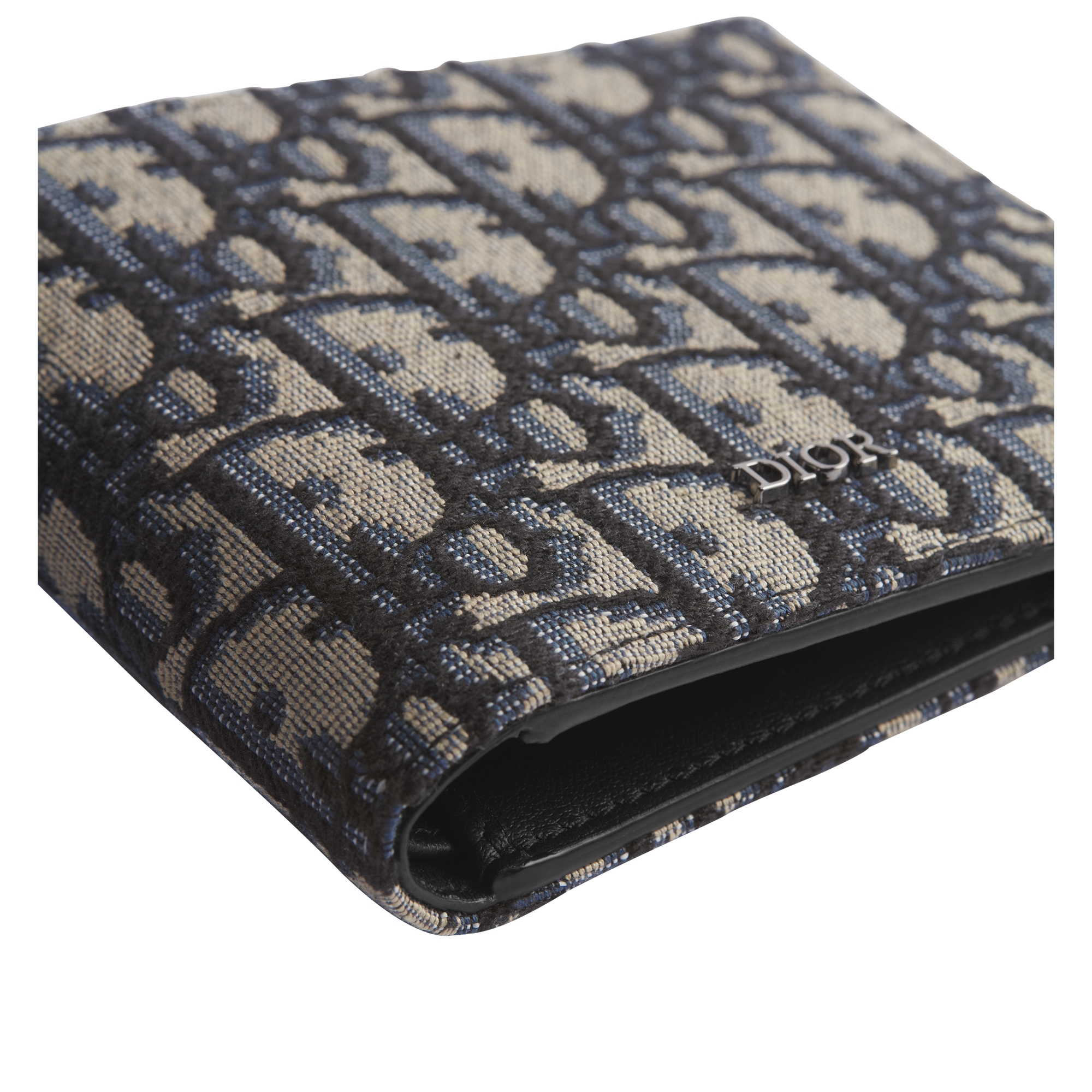 Bifold Wallet Beige and Black Dior Oblique Jacquard E09
