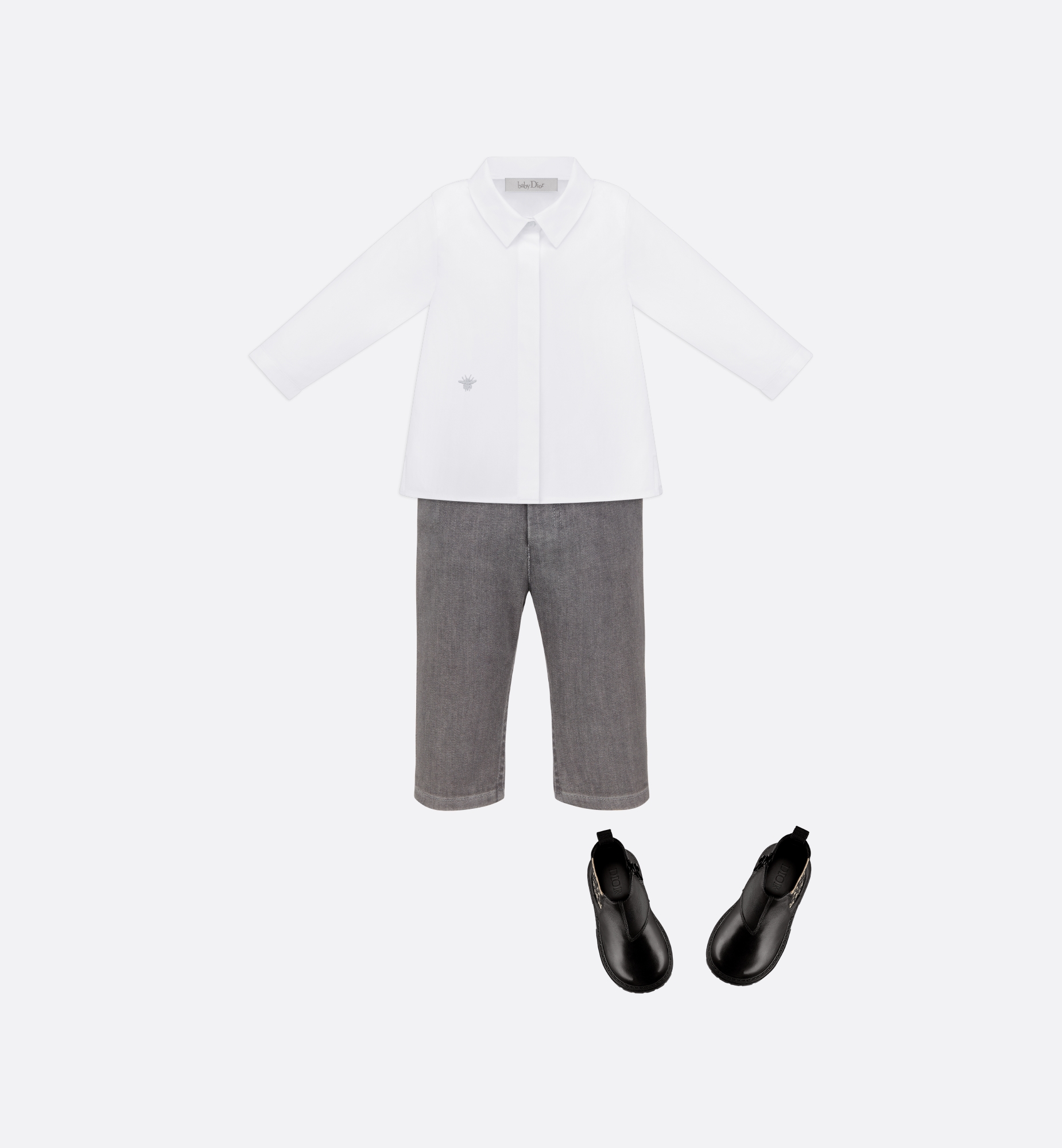 嬰兒恤衫 白色純棉府綢 E12