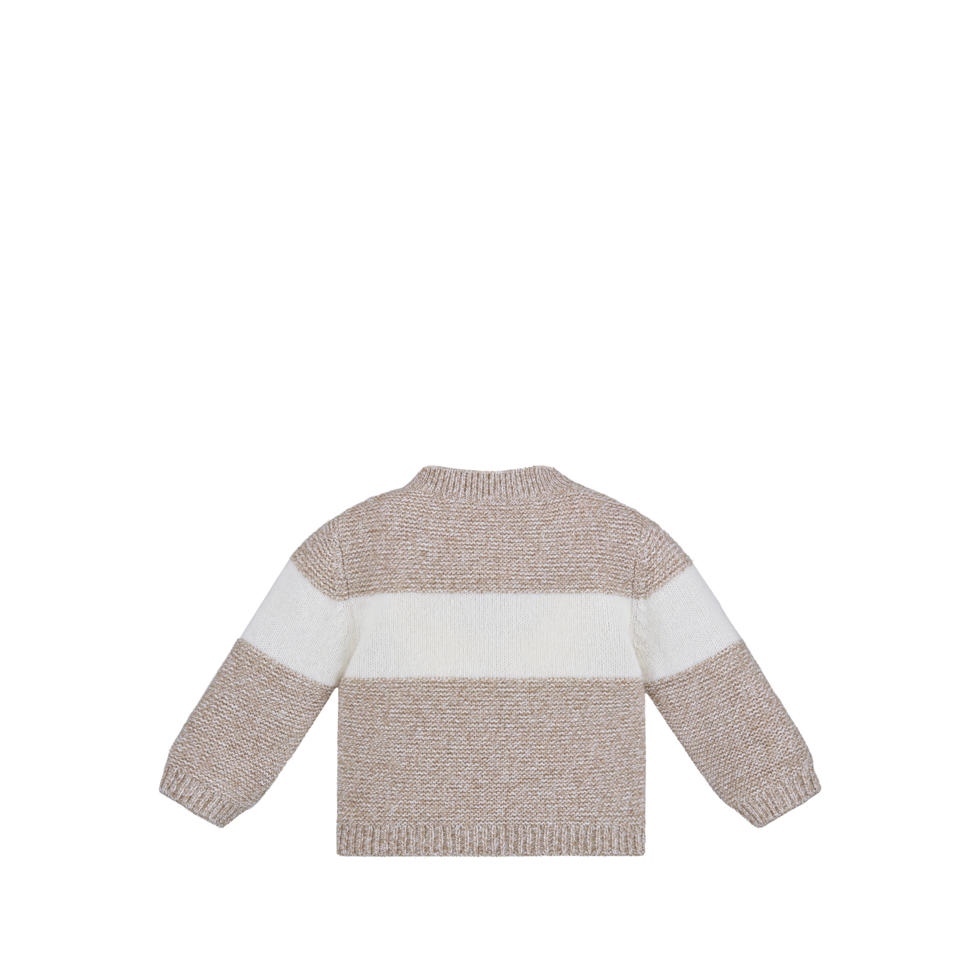 Cardigan für Babys Strick aus einer Mischung mit Wolle und Kaschmir in meliertem Beige E08
