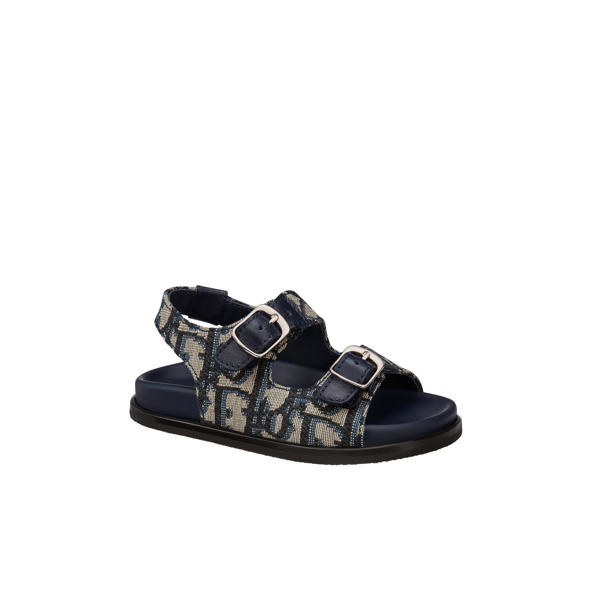 Baby Sandal Blue Calfskin and Beige and Black Dior Oblique Fabric E03