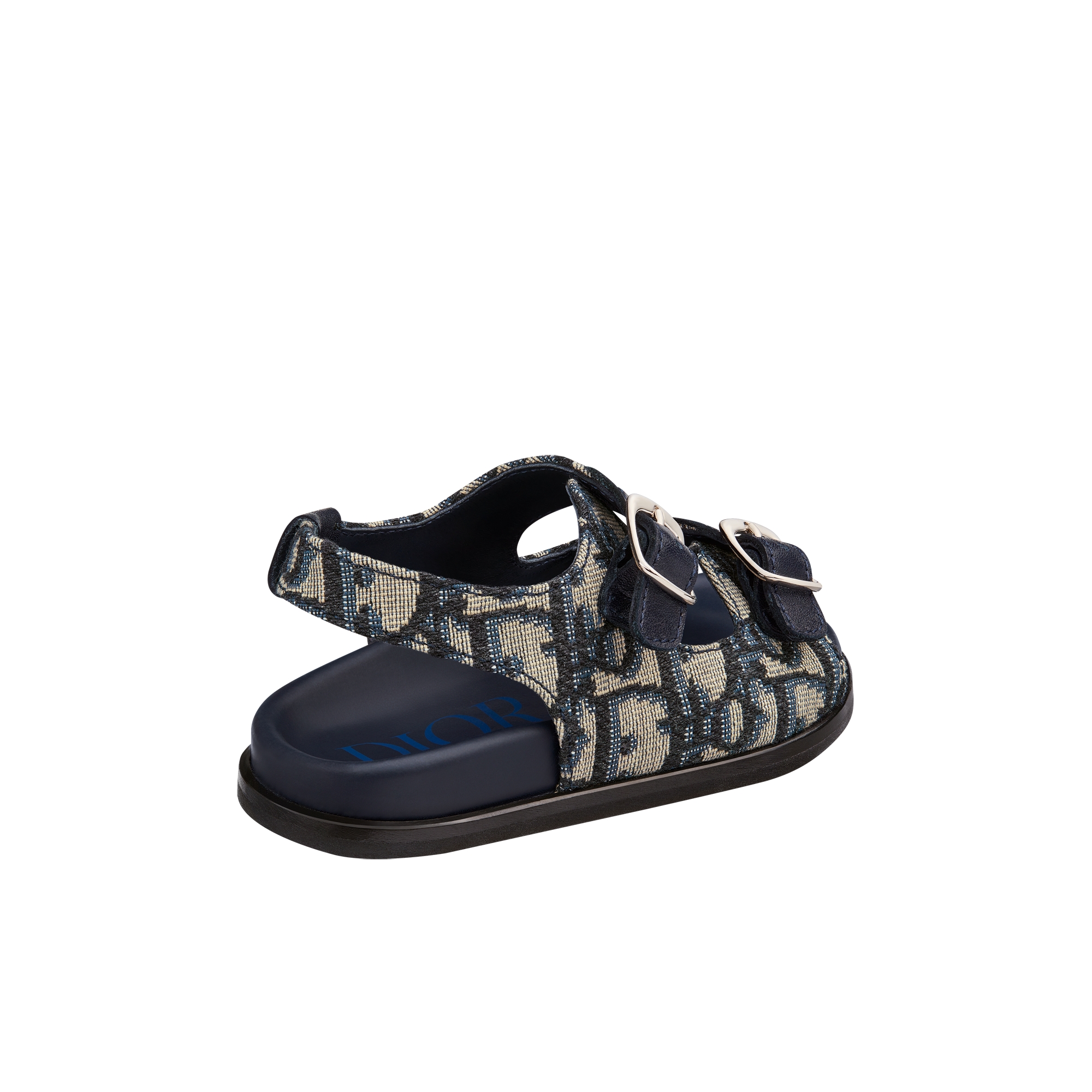 Baby Sandal Blue Calfskin and Beige and Black Dior Oblique Fabric E05