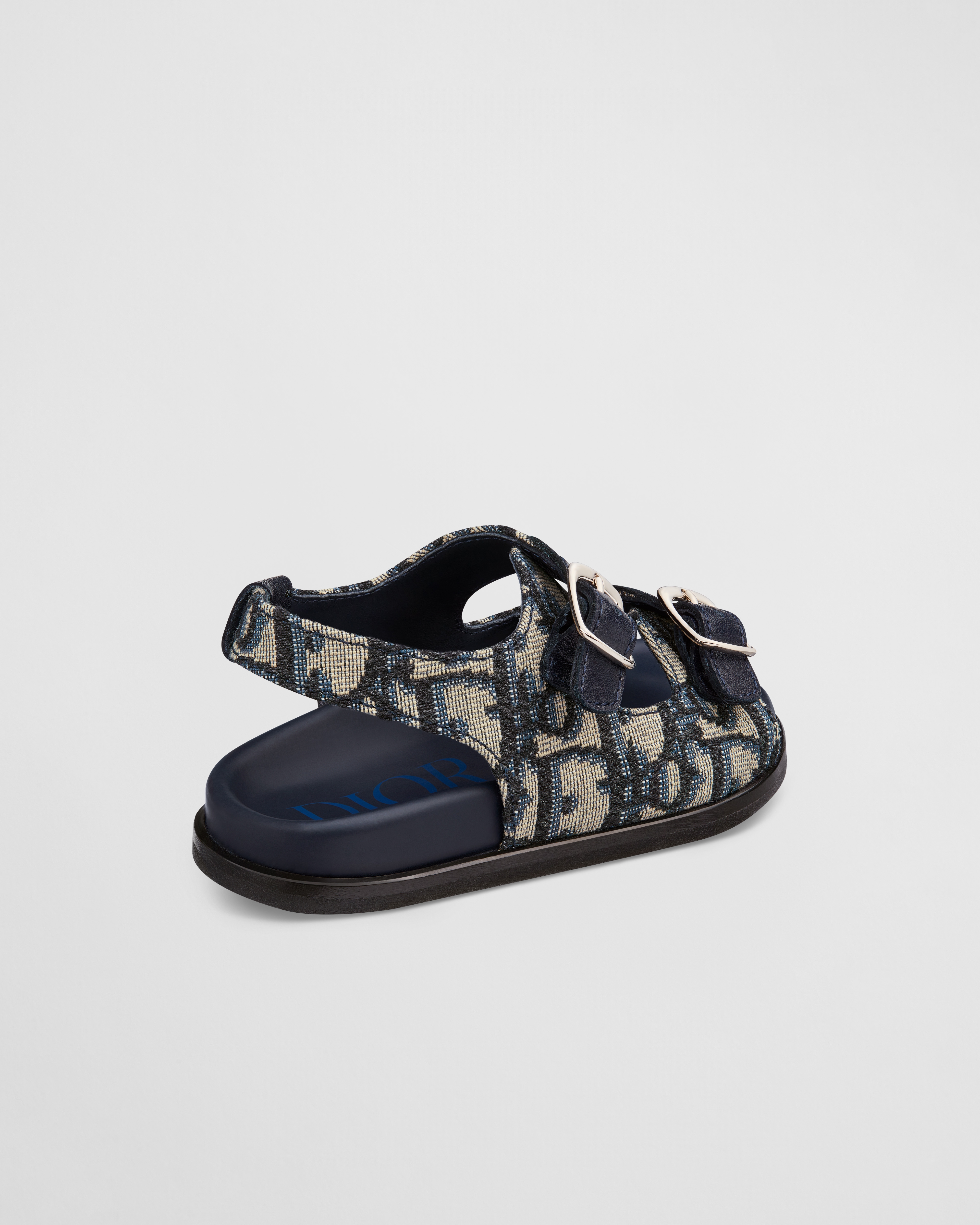 Baby Sandal Blue Calfskin and Beige and Black Dior Oblique Fabric E05