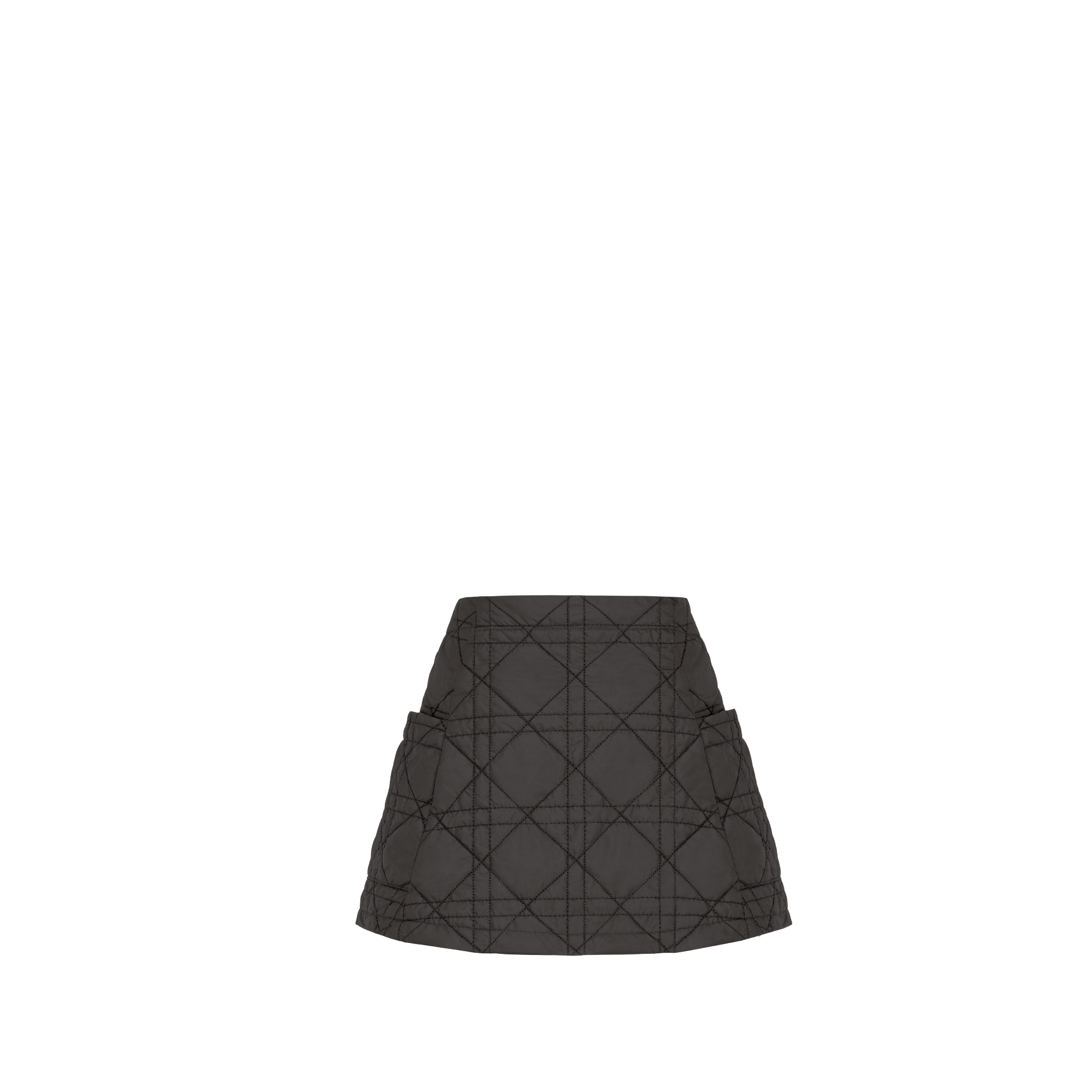 Kids' A-Line Skirt Black Cannage-Embroidered Technical Fabric E08