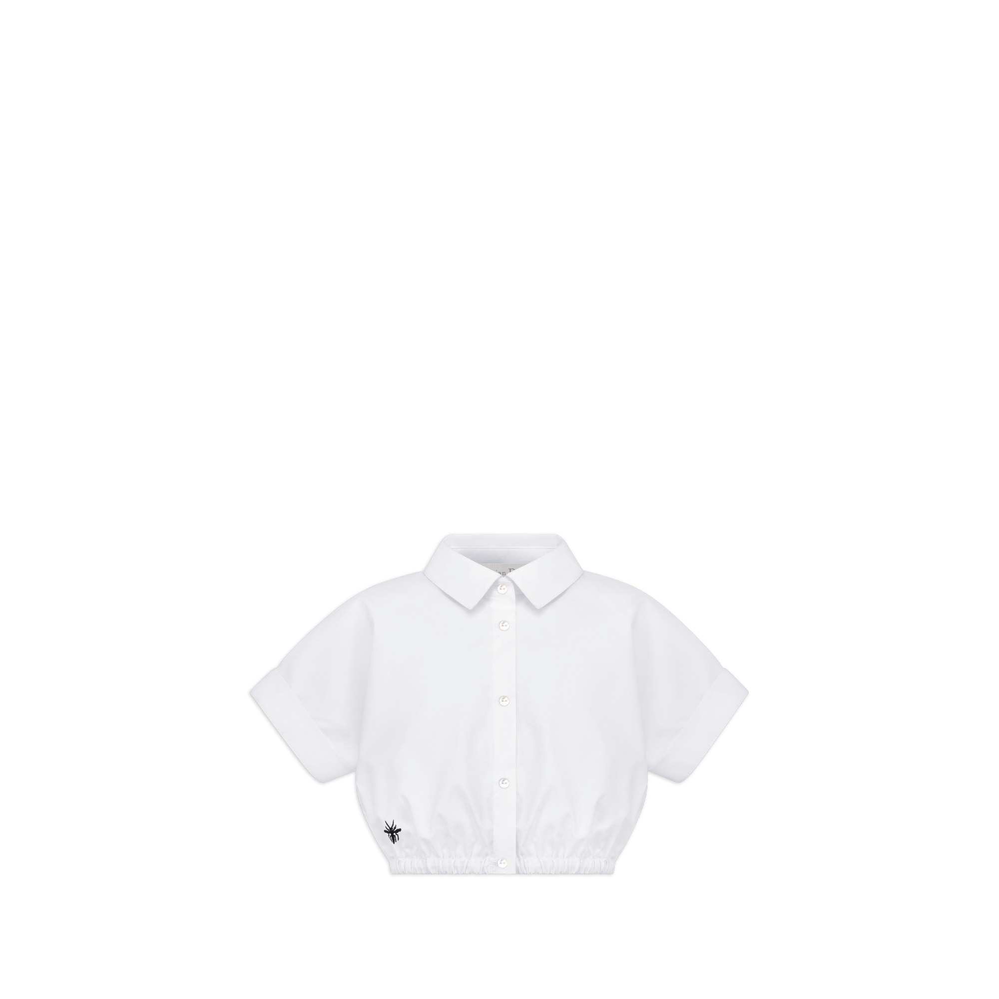 Kids' Cropped Shirt White Cotton Poplin E01