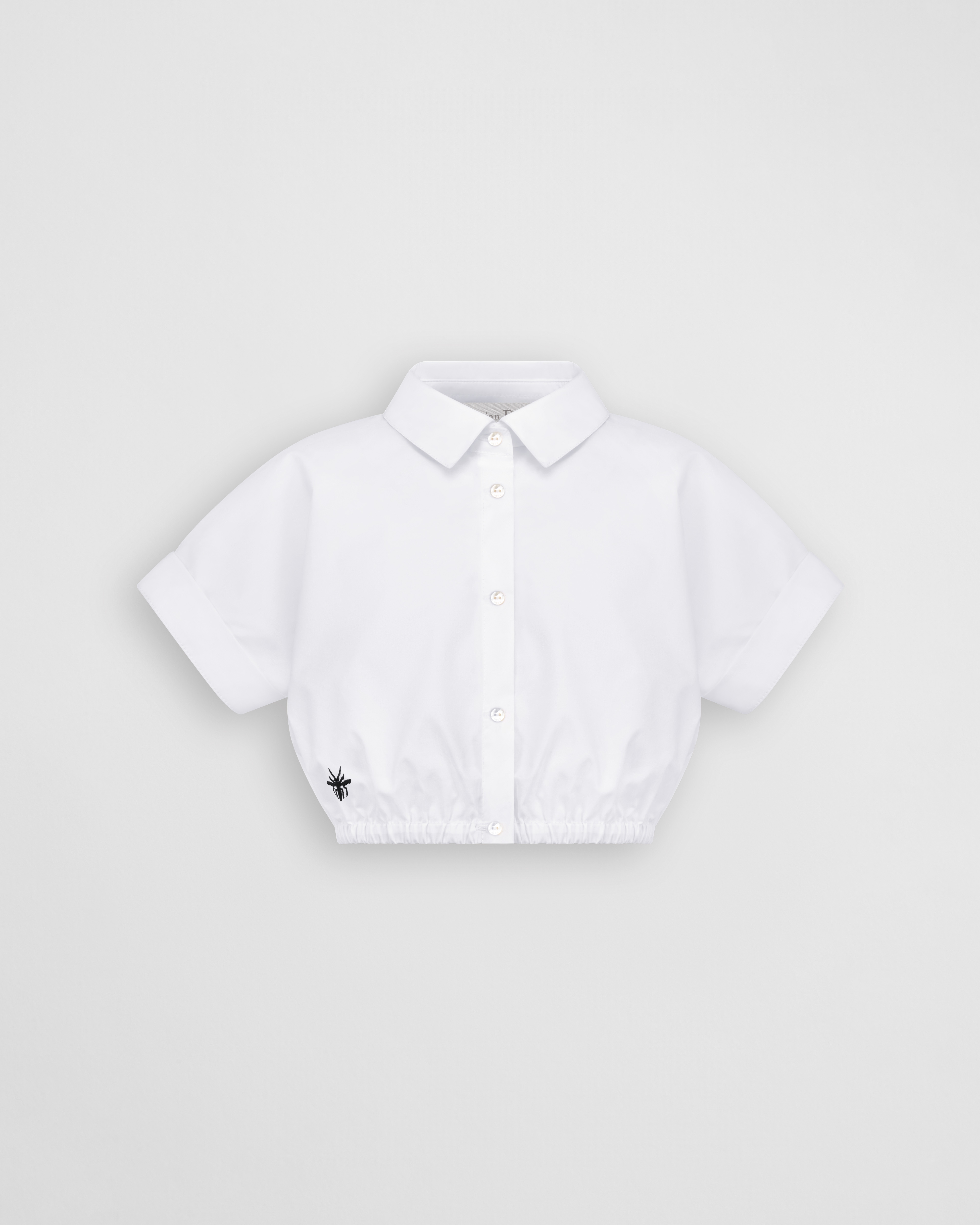 Kurze Hemdbluse für Kinder Baumwollpopelin in Weiß E01