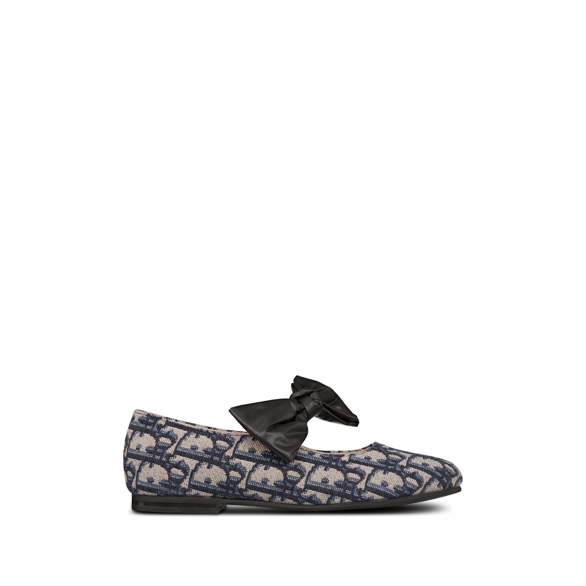 Ballerina per bambini Jacquard di cotone Dior Oblique beige e nero E02