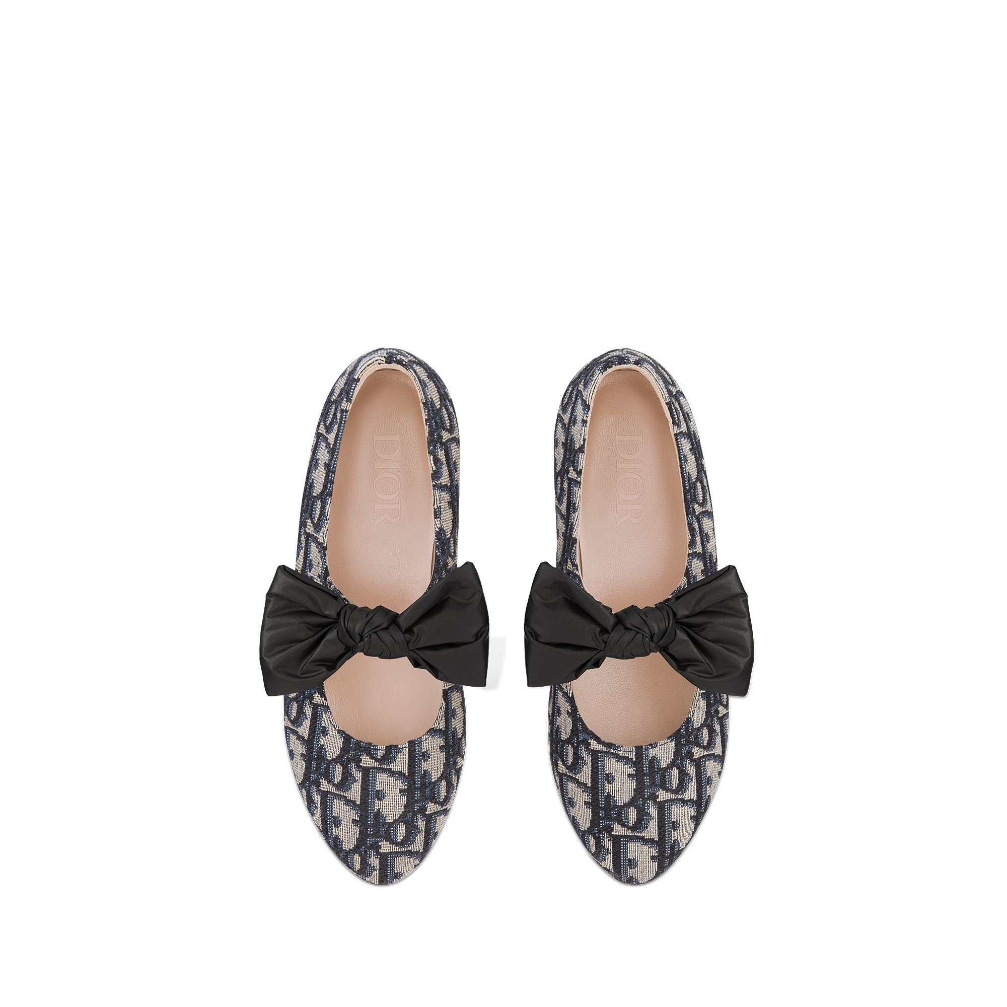 Ballerine enfant Toile jacquard de coton Dior Oblique beige et noir E06