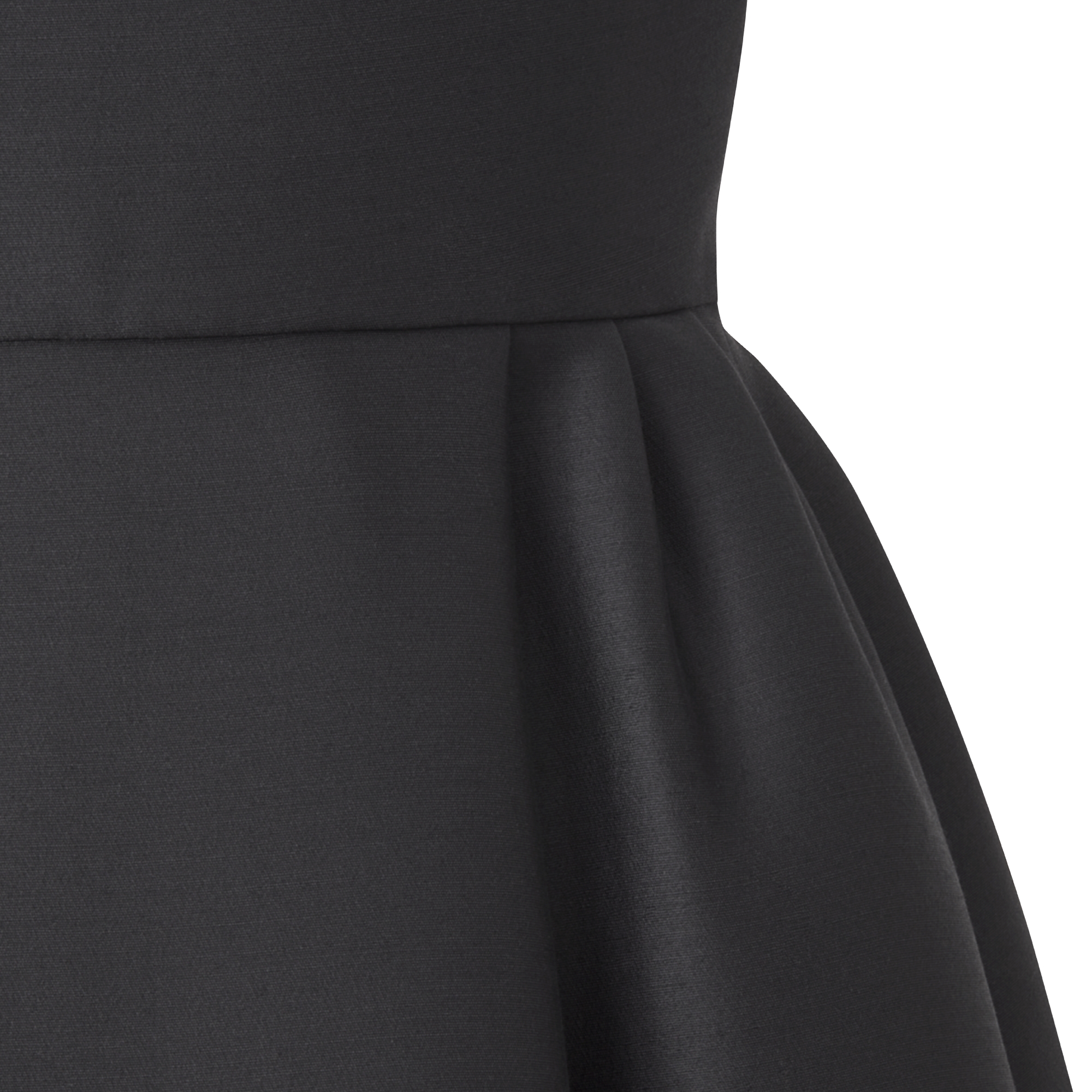 Belted Mid-Length Dress Black Wool and Silk Shantung E09