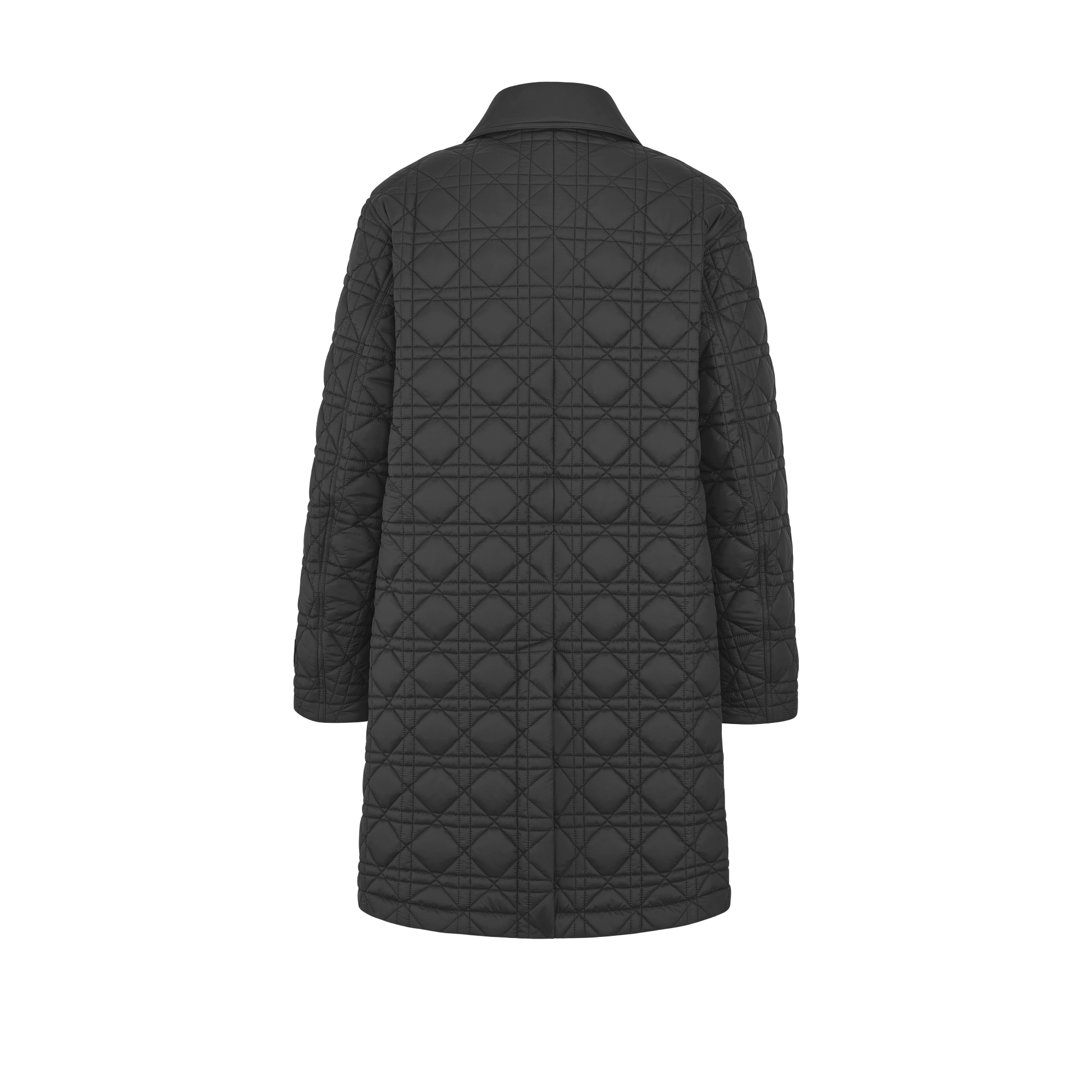 Cannage Coat Black Shiny Technical Fabric E08