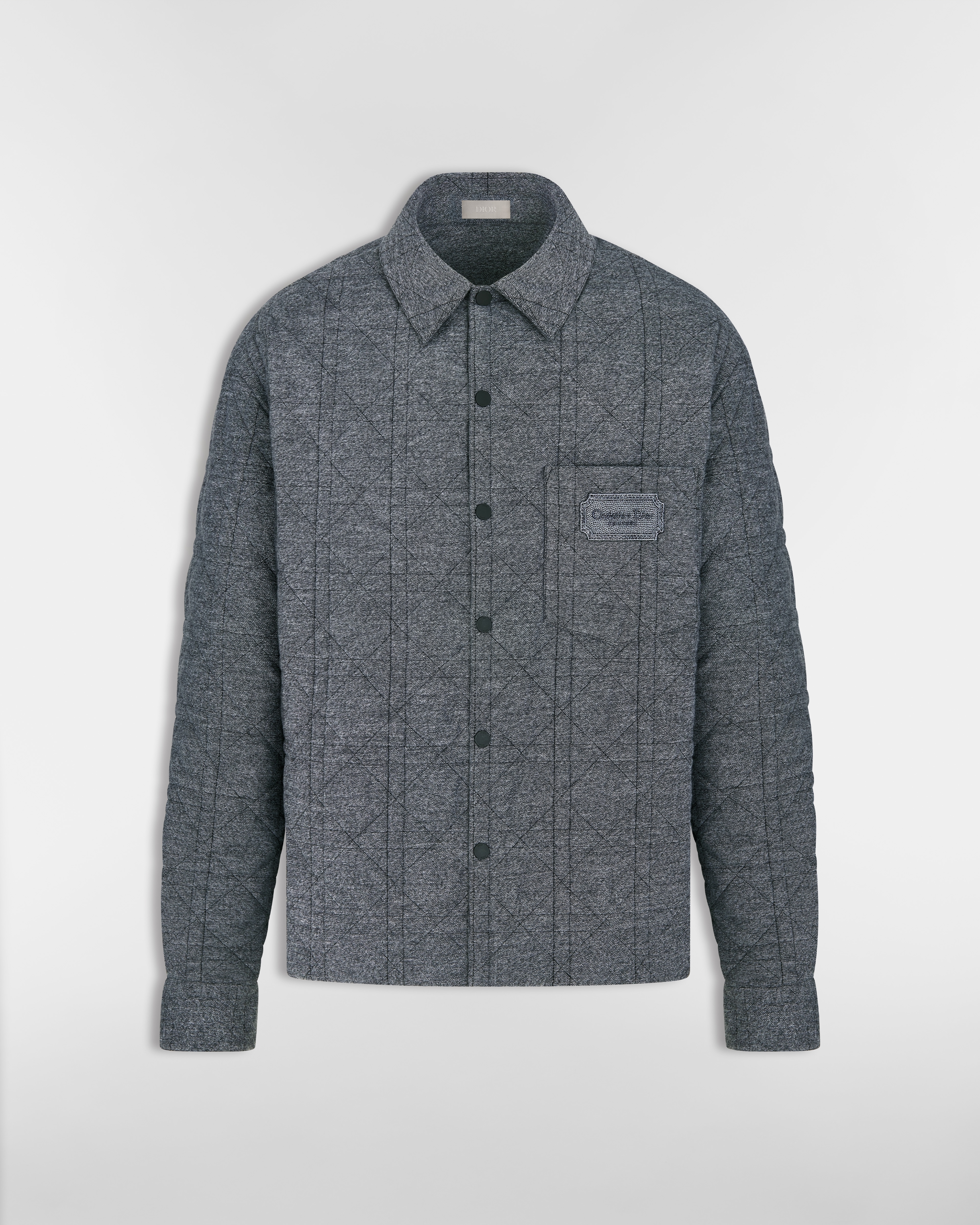 Cannage Hemdjacke mit Christian Dior Couture Stickerei Baumwollflanell in Grau E01
