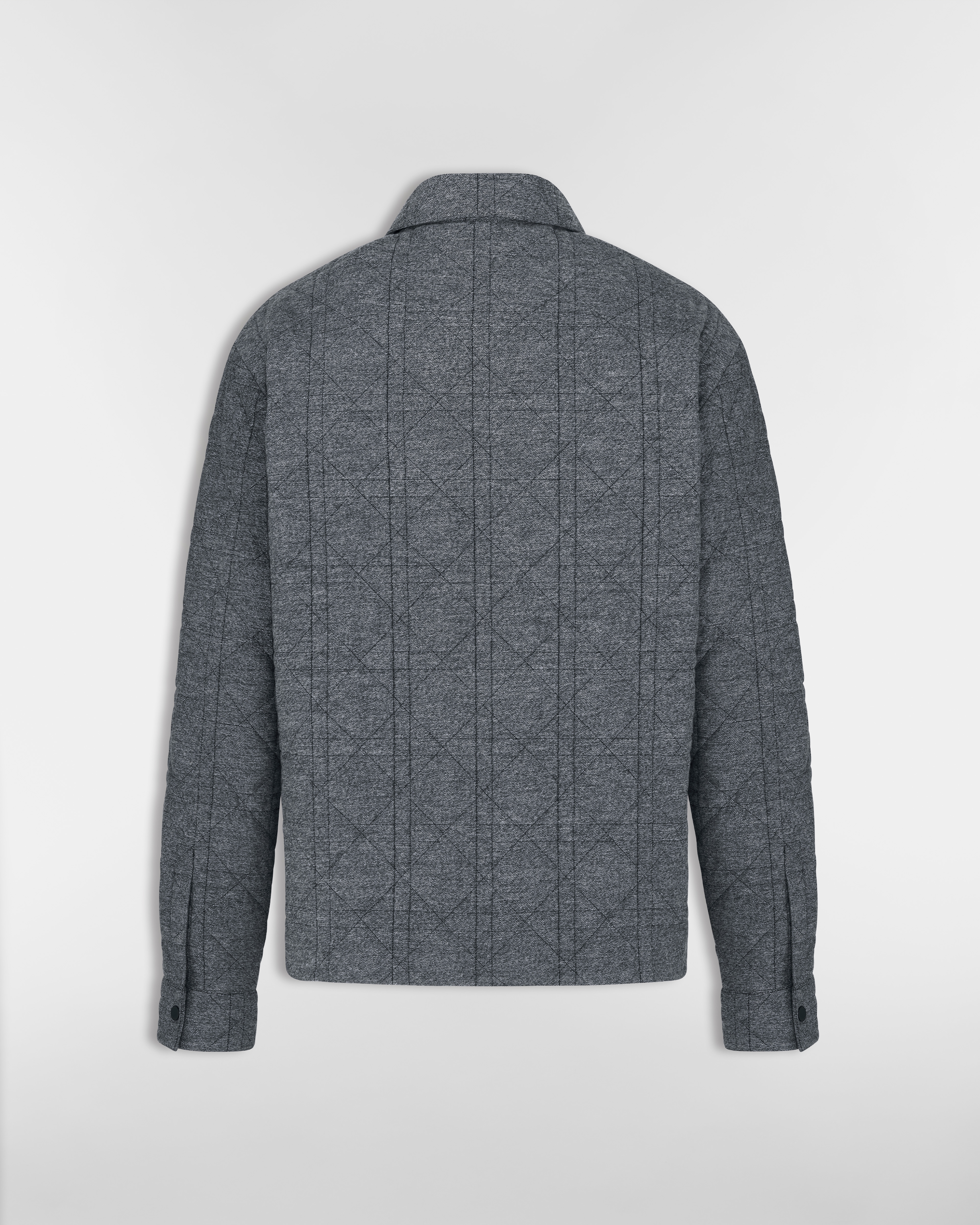 Cannage Overshirt with Christian Dior Couture Embroidery Gray Cotton Flannel E08