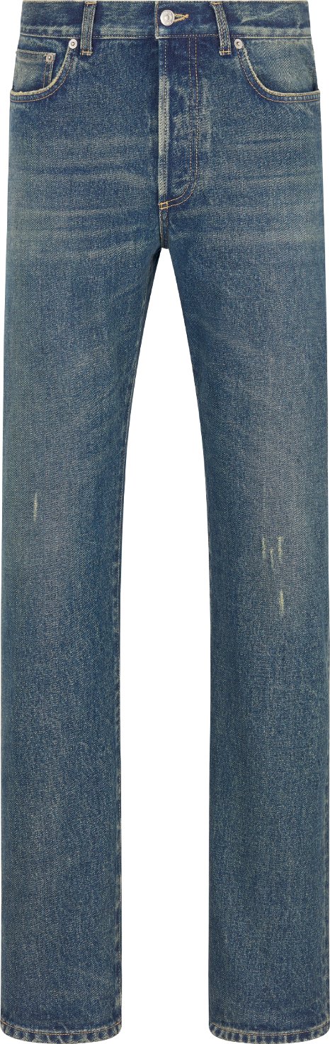 Jeans lunghi con vestibilità regolare Twill di cotone blu | DIOR
