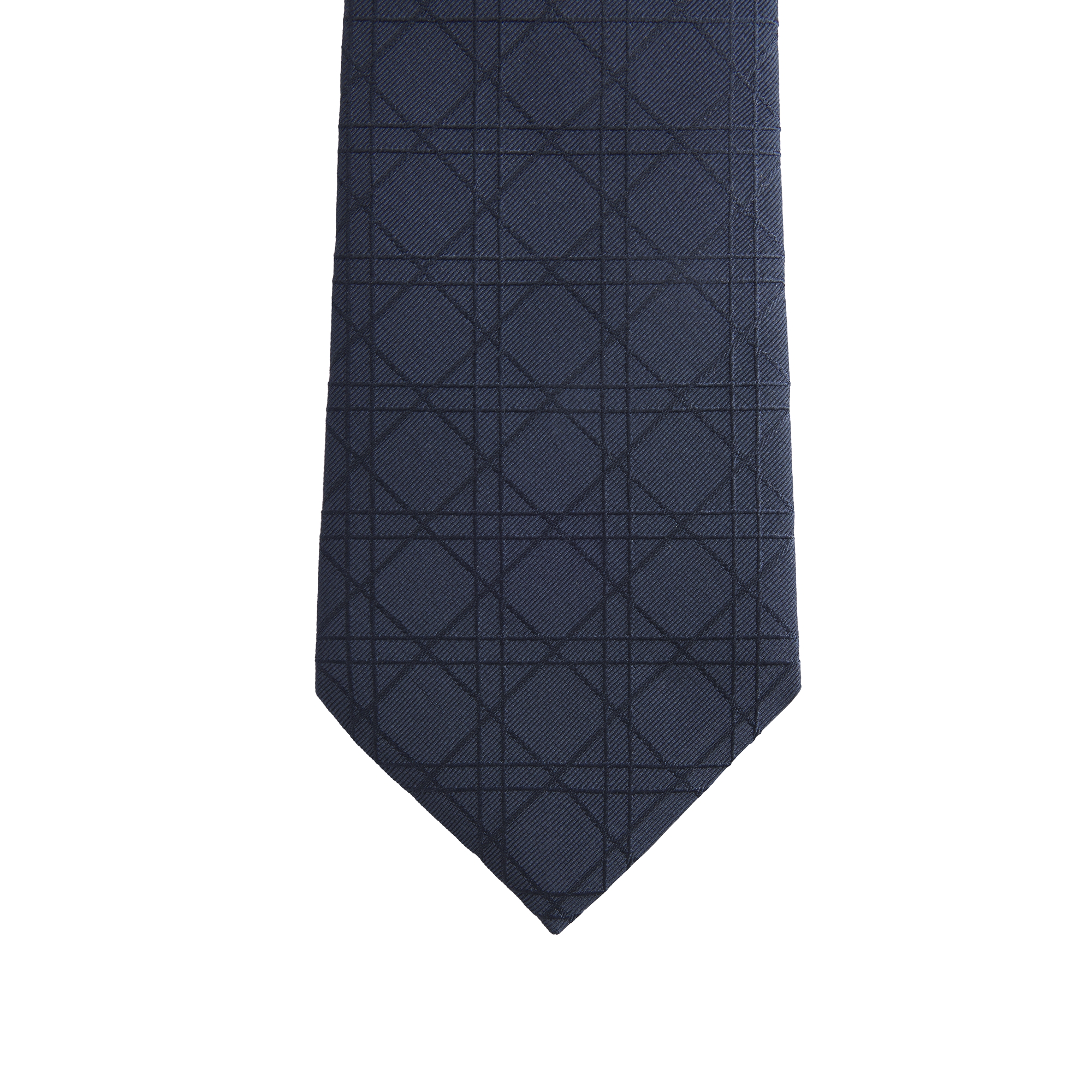 Cannage Tie Navy Blue Silk E09