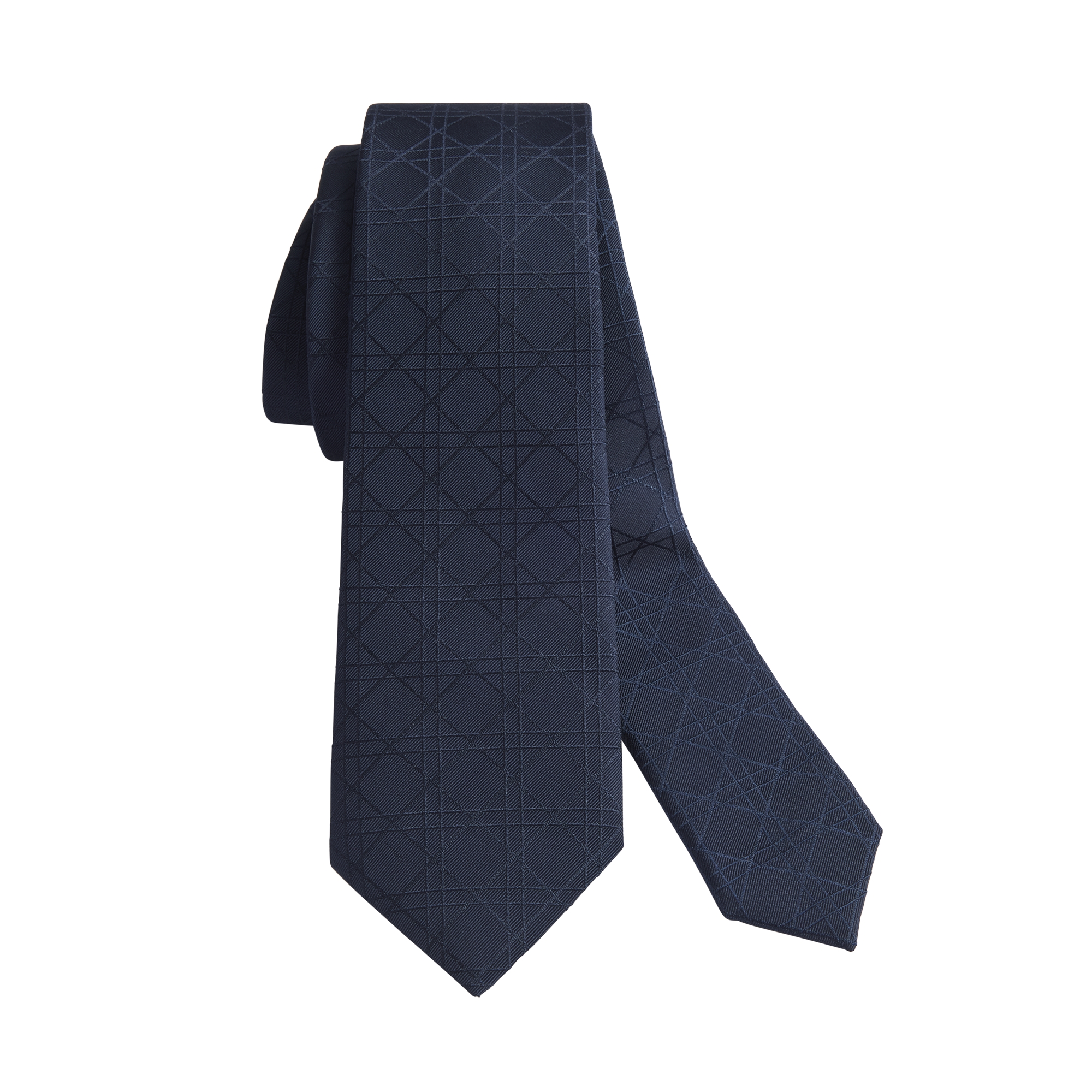 Cannage Tie Navy Blue Silk E10