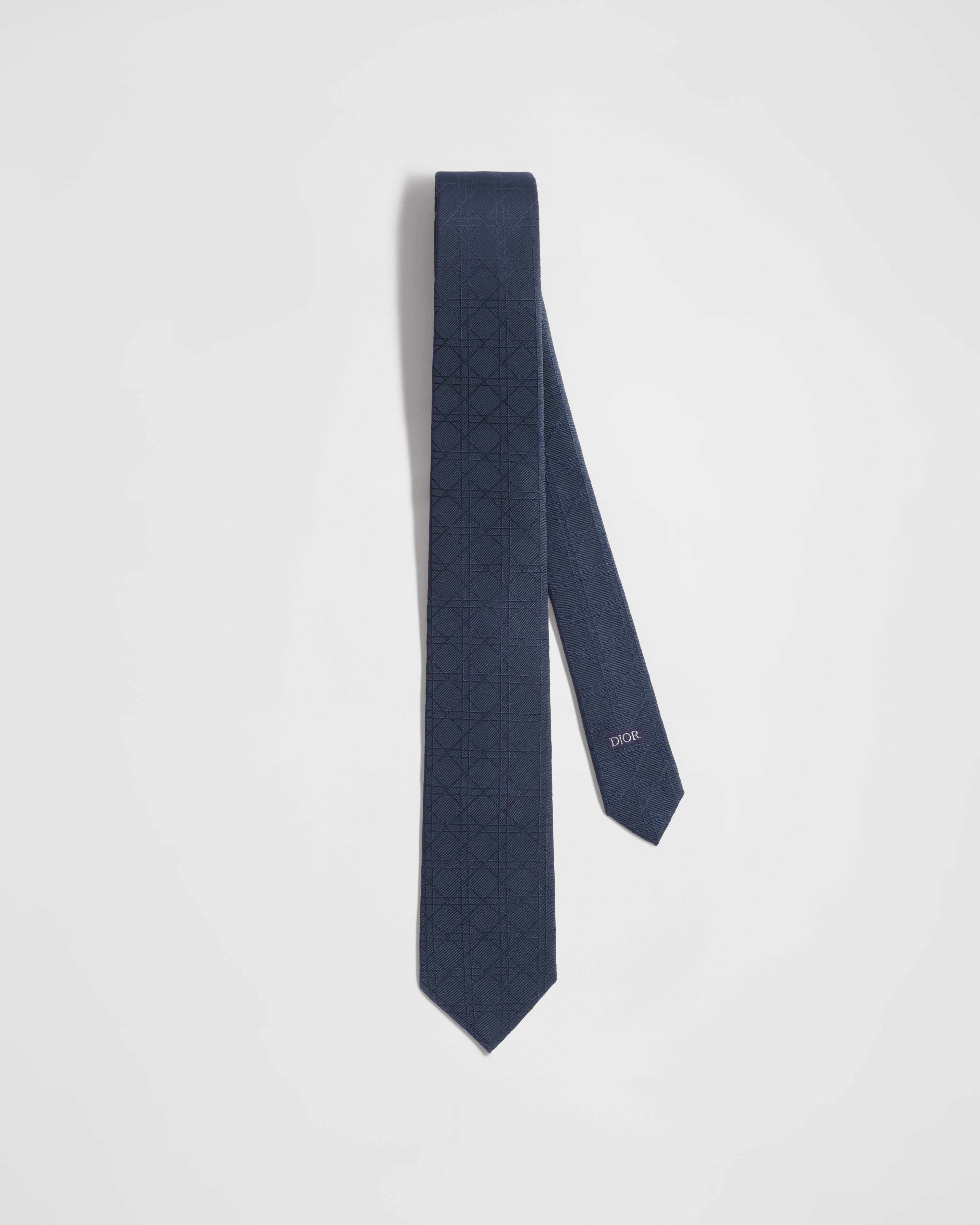 Cravate Cannage Soie bleu marine E01