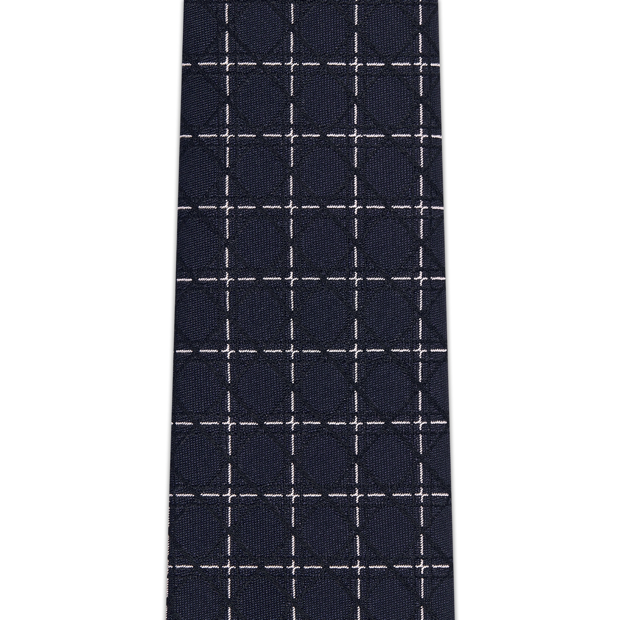 Cannage Tie Navy Blue and White Silk E10