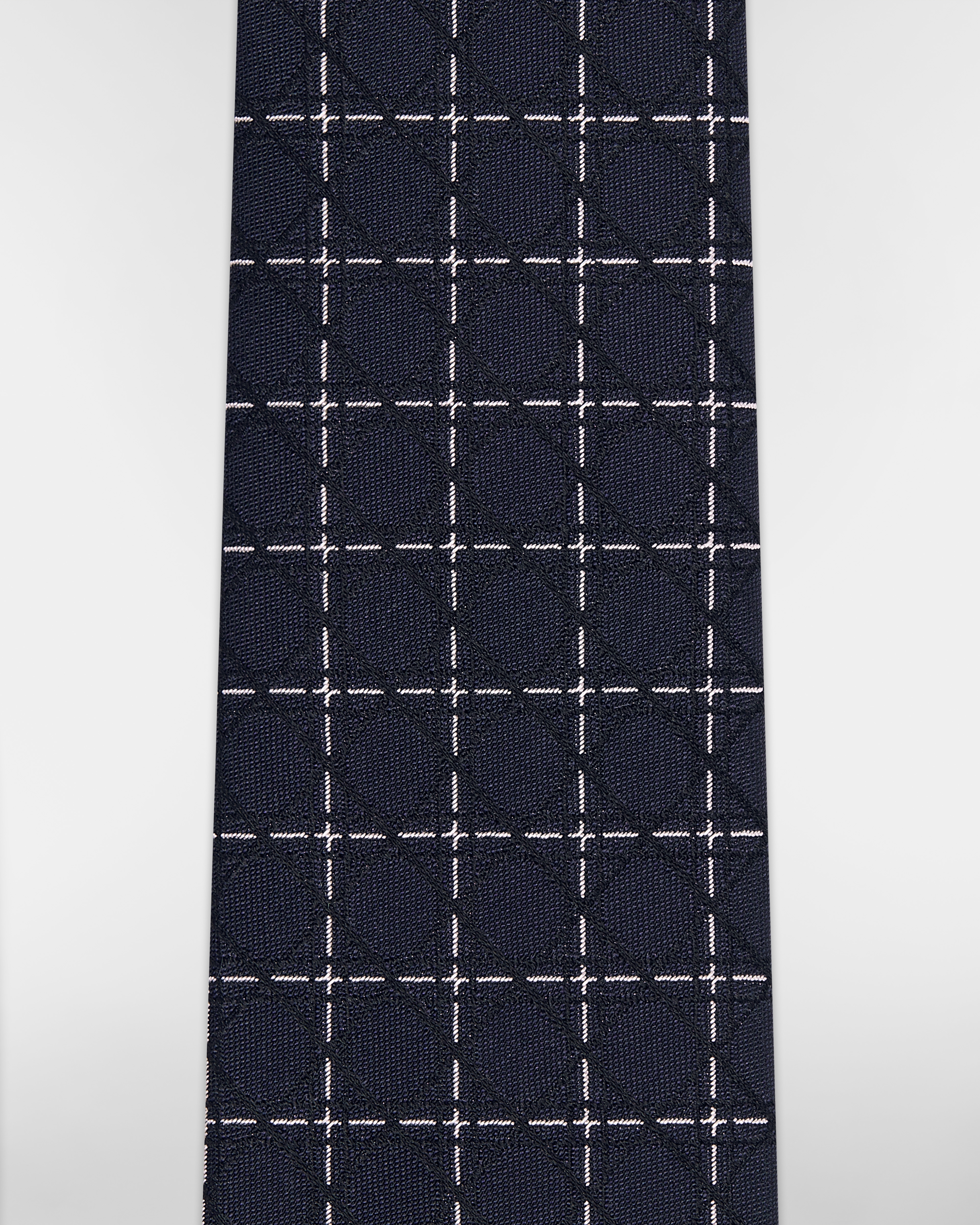 Cannage Tie Navy Blue and White Silk E10