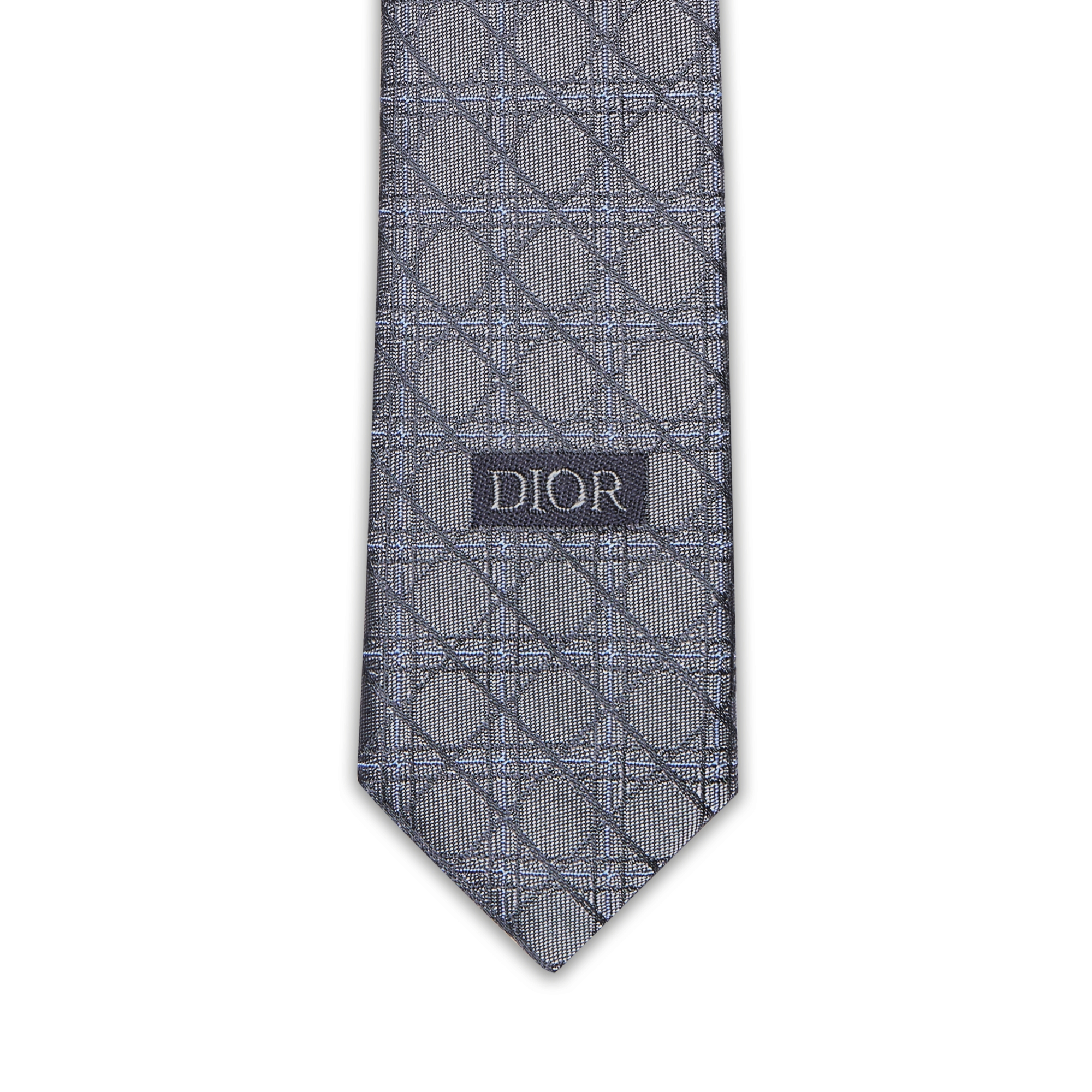 Cannage Tie Gray and Blue Silk E09
