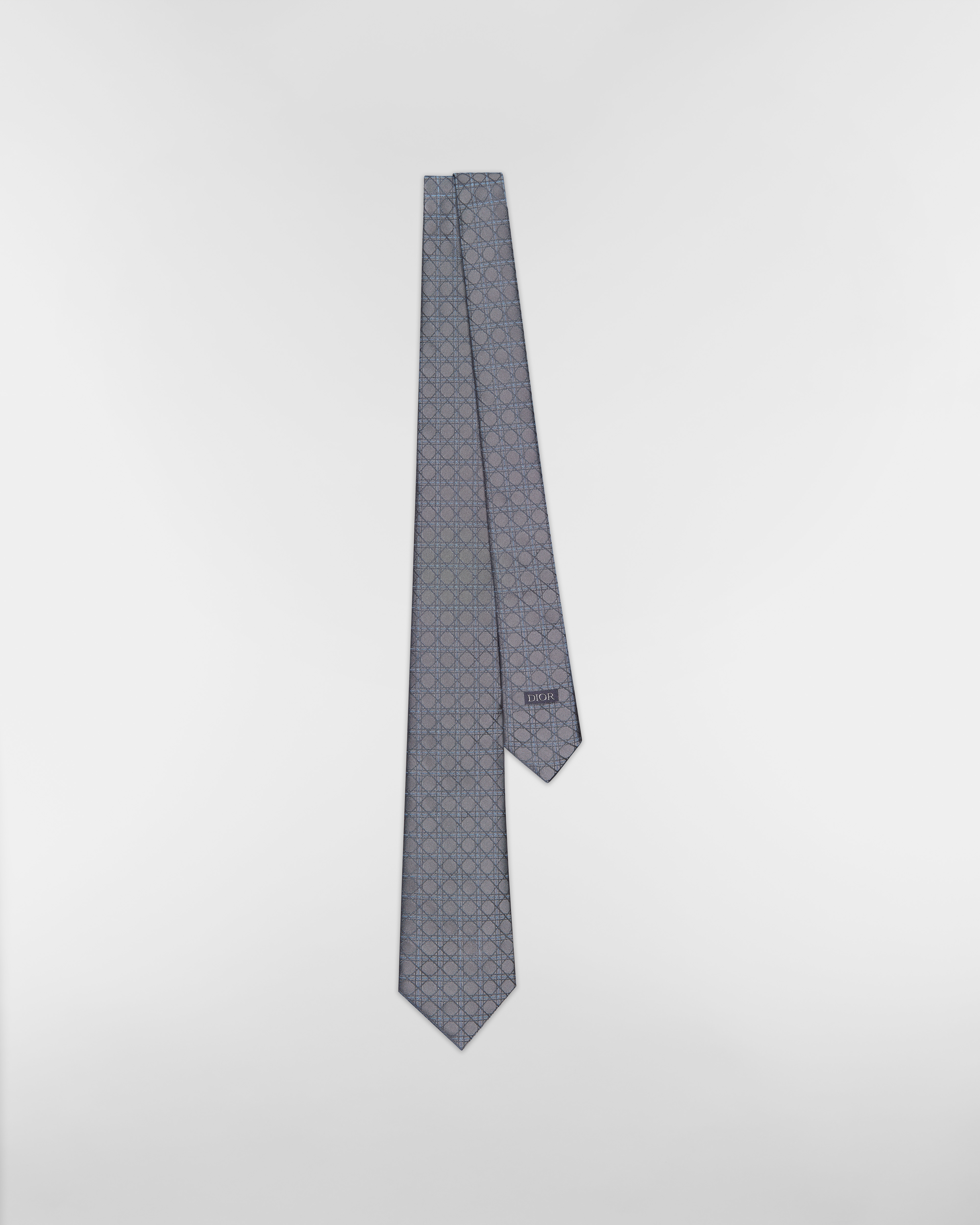 Cannage Tie Gray and Blue Silk E01