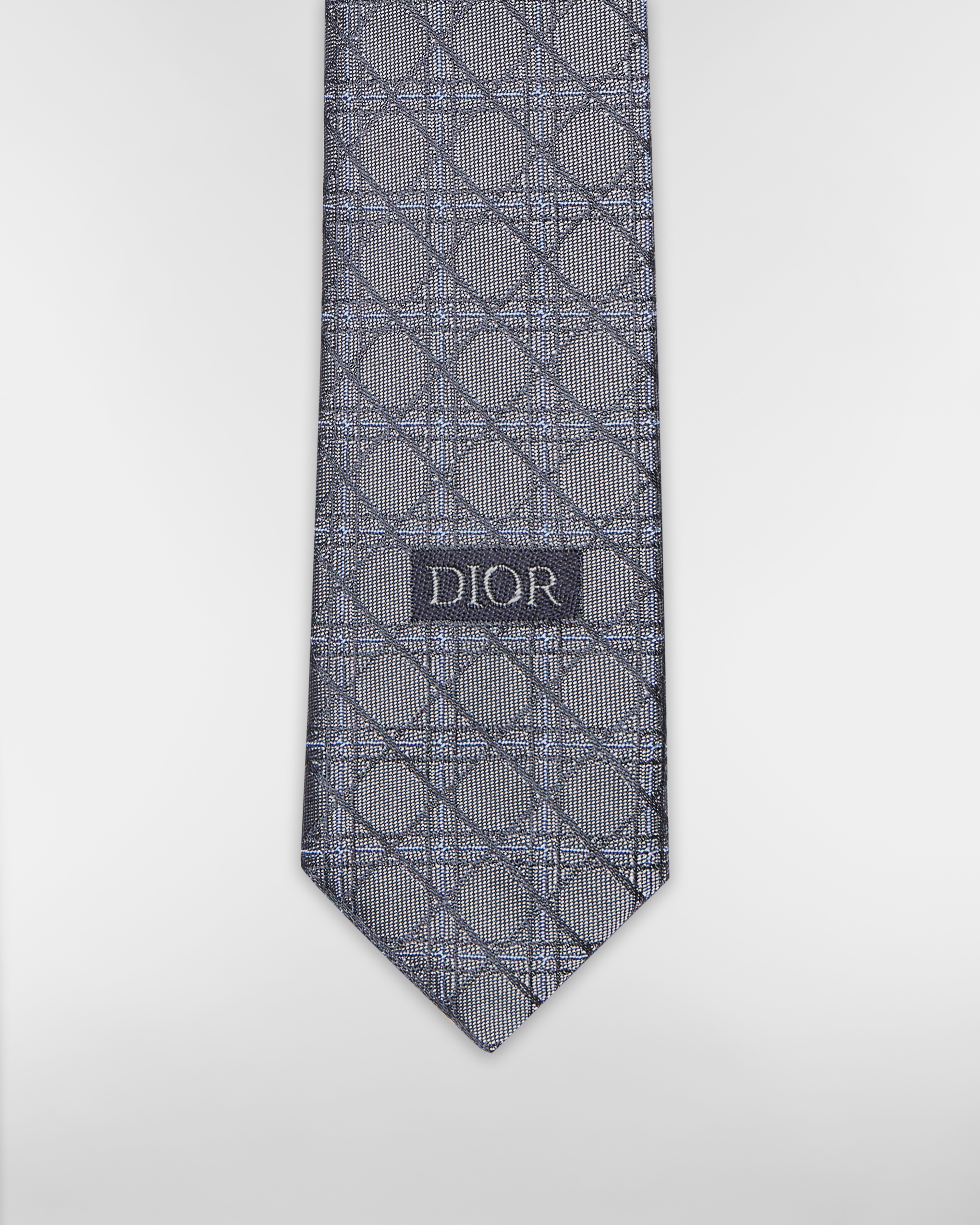 Cannage Tie Gray and Blue Silk E09