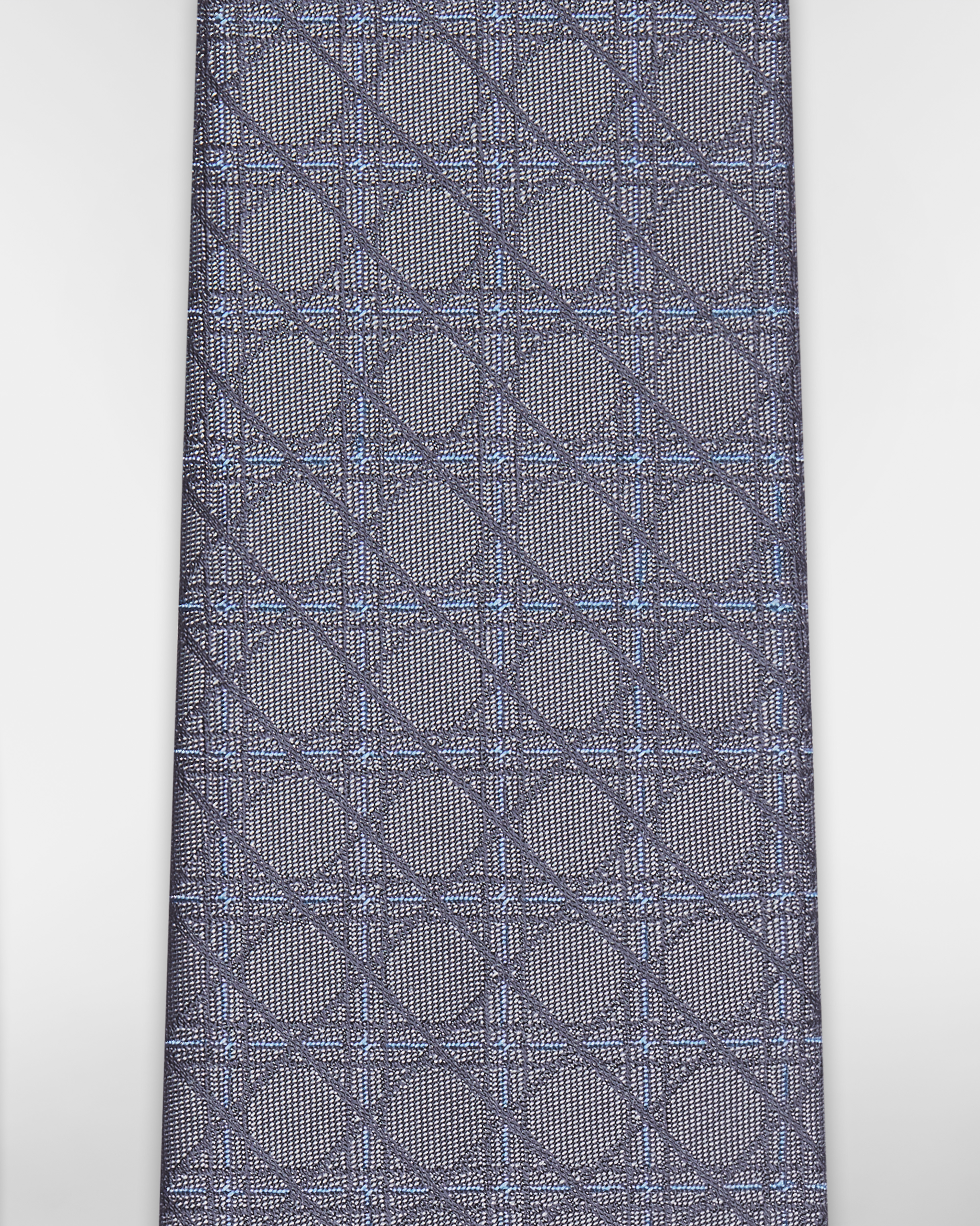 Cannage Tie Gray and Blue Silk E10