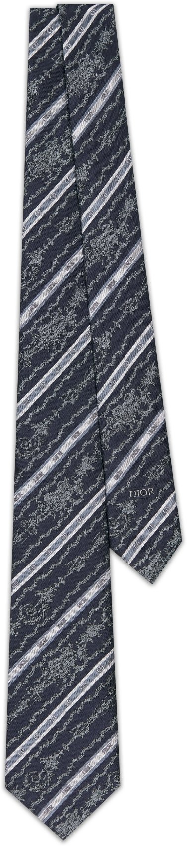 Dior ダークグレー ストライプ ネクタイ Dior】DIOR ネクタイ ストライプ ディオールオブリーク シルク