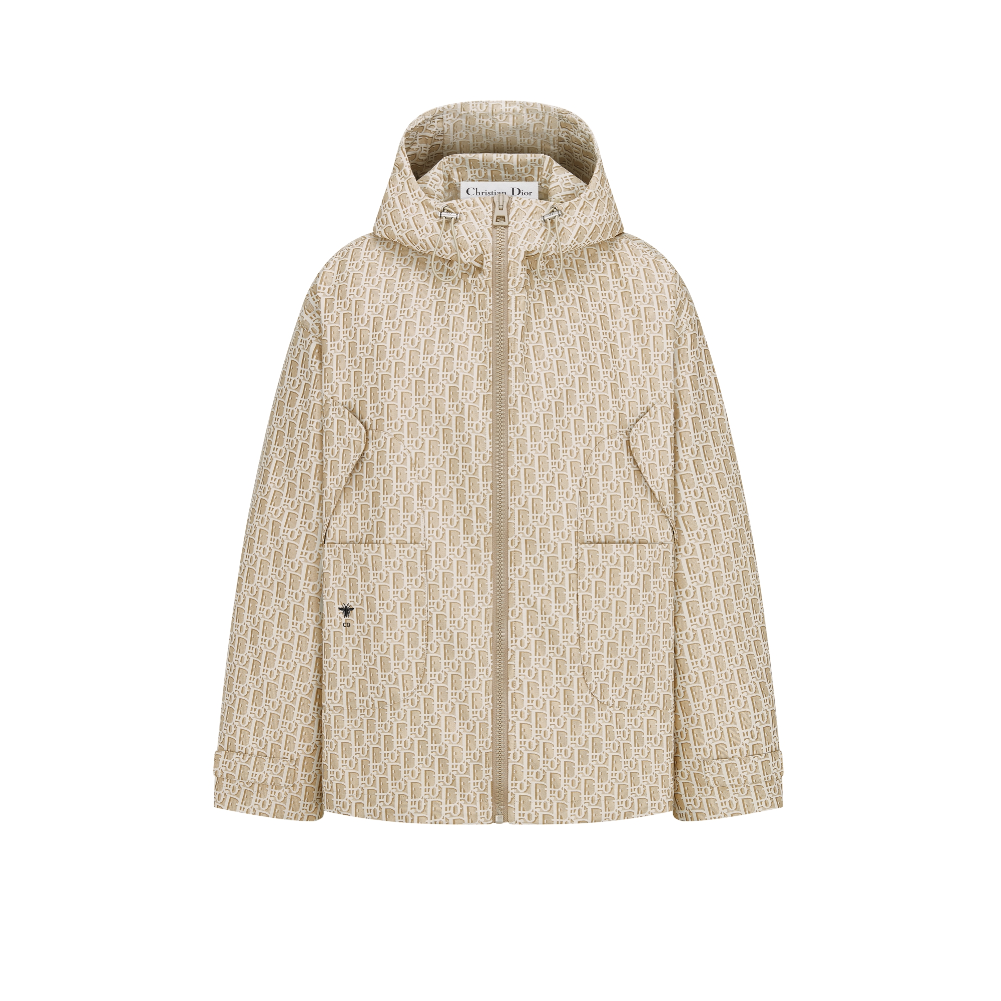  Jacquard di taffetà tecnico beige con motivo Dior Oblique