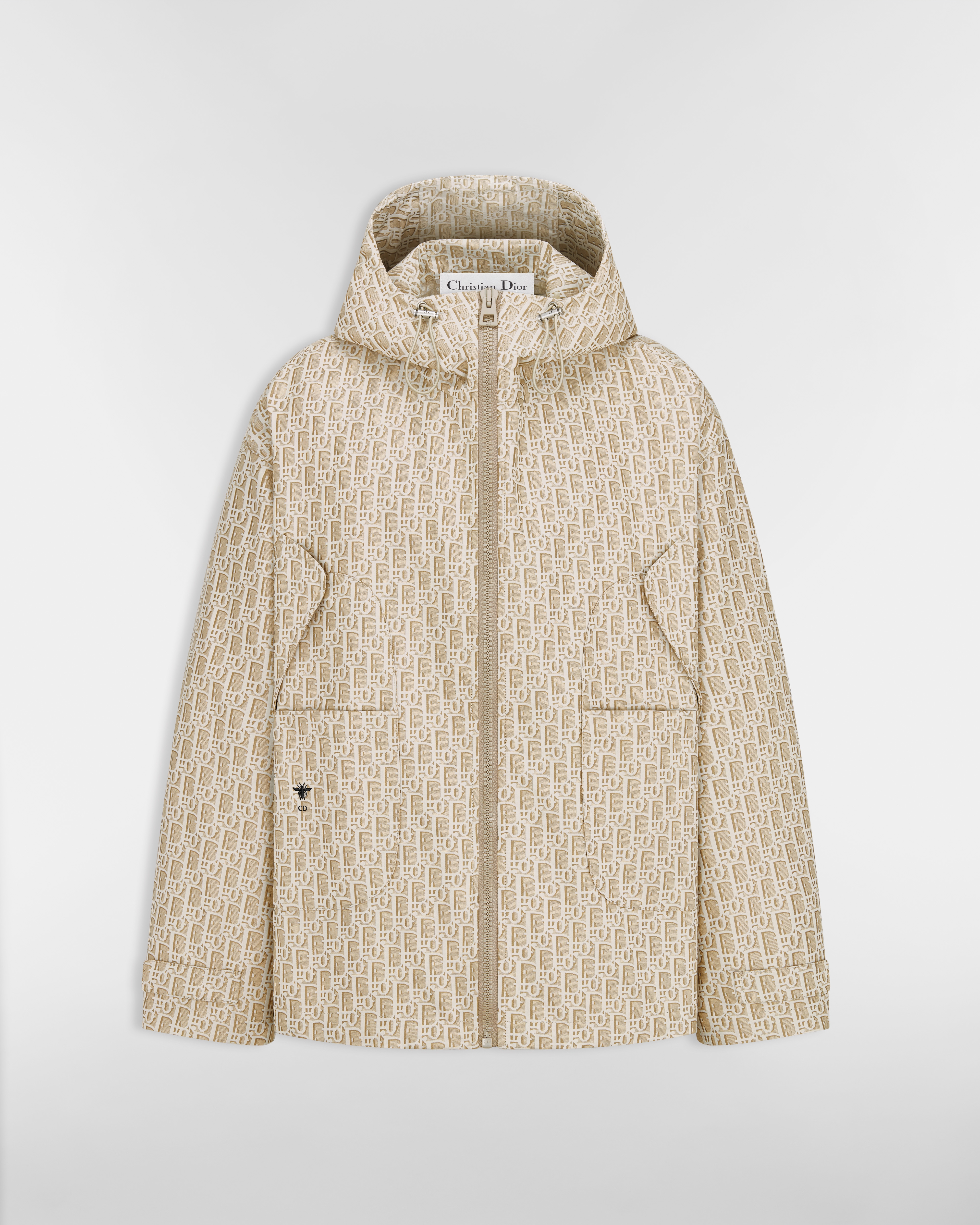 Kapuzenjacke Jacquard-Funktionstaft mit Dior Oblique Motiv in Beige E01