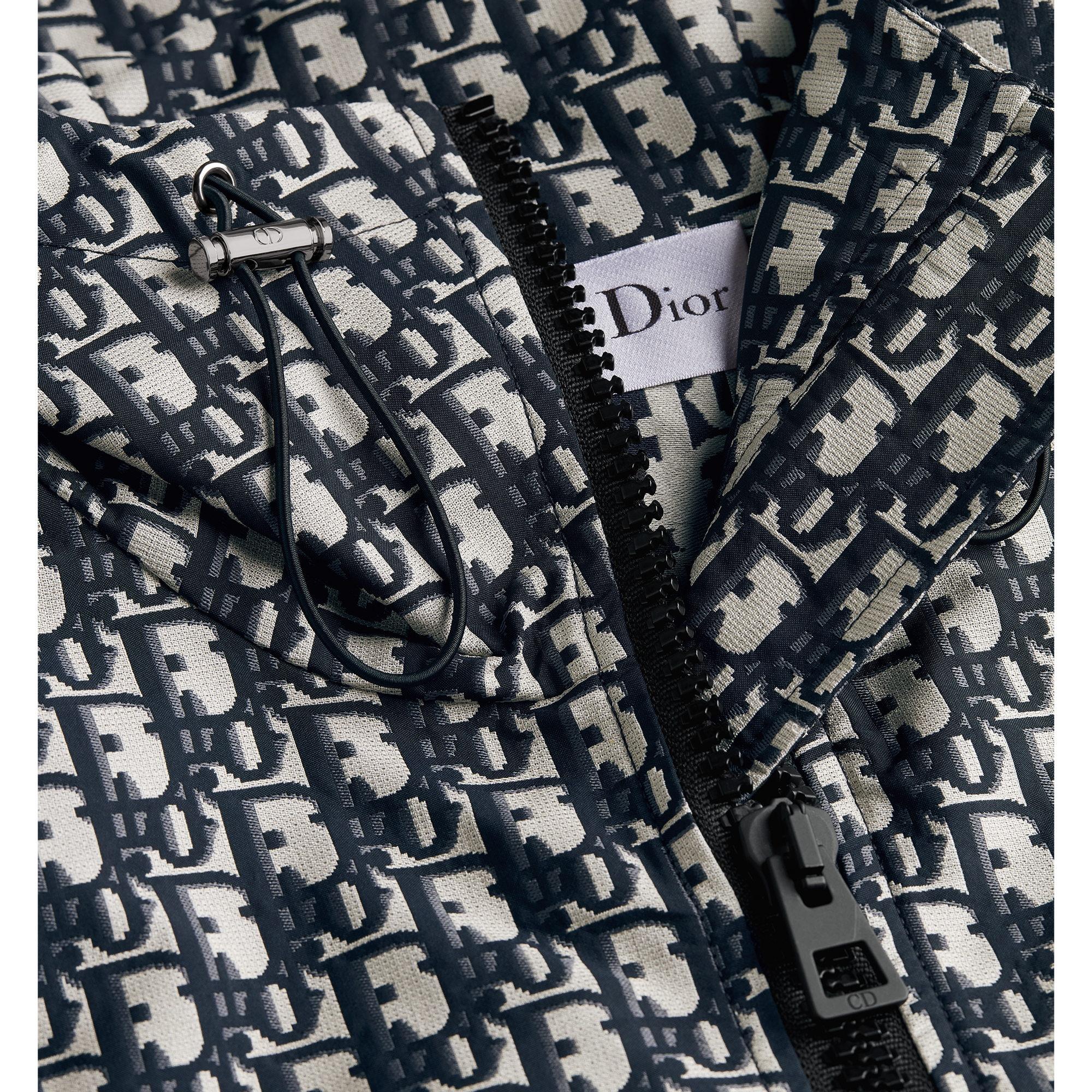 Hooded Jacket Blue Jacquard Technical Taffeta with Dior Oblique Motif E09