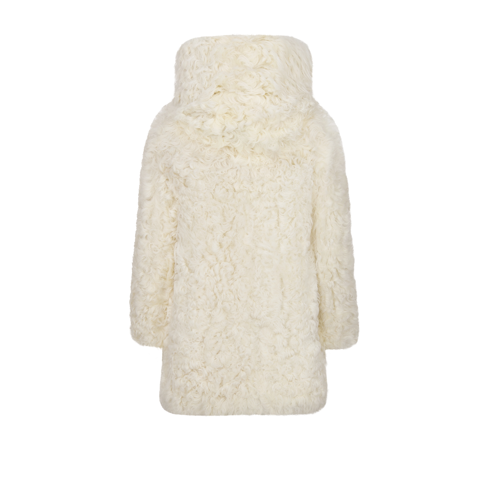 DiorAlps Hooded Peacoat Ecru Lambskin Shearling with Plan de Paris Interior E08