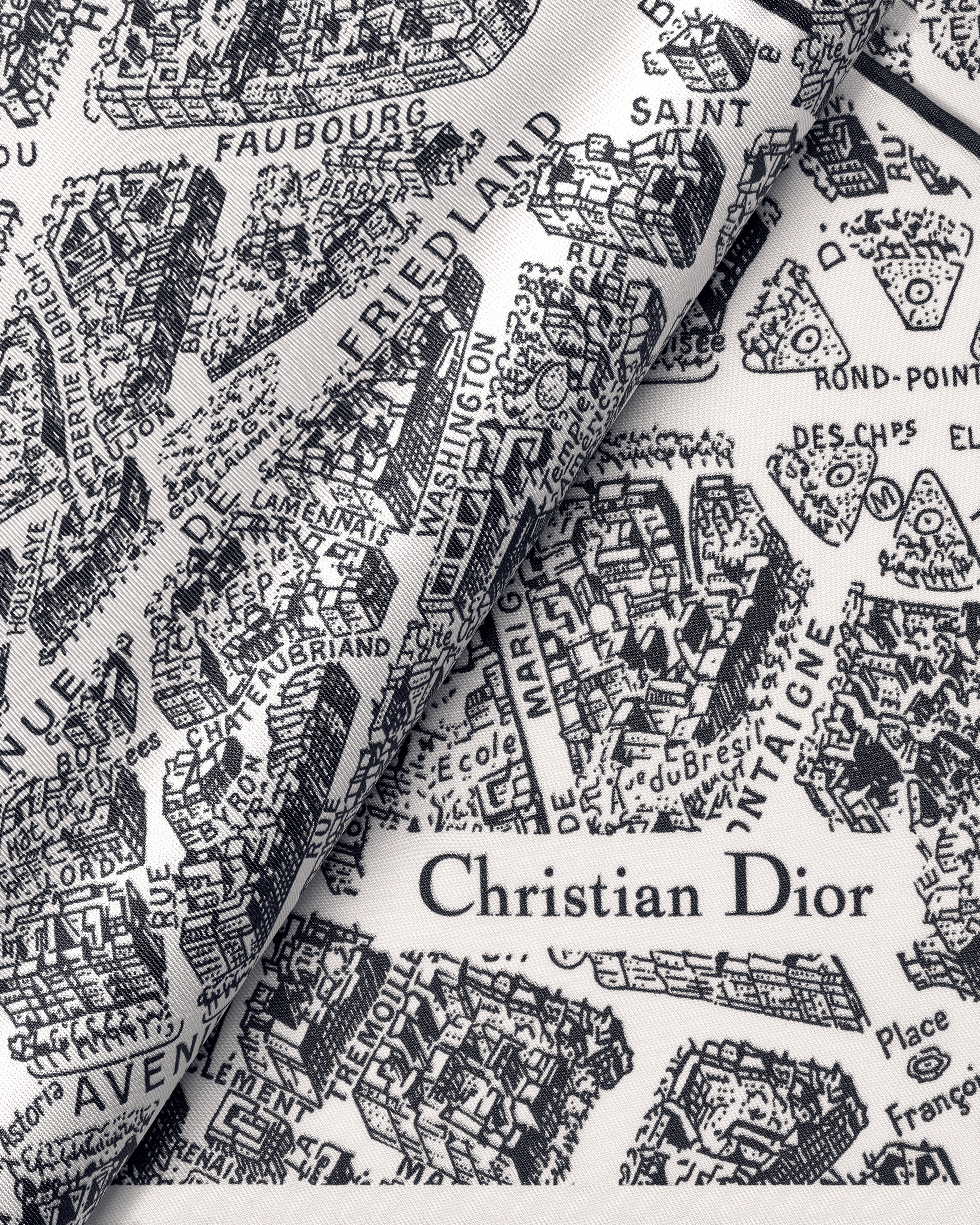 Plan de Paris Dior Diamond White and Black Silk Twill E09