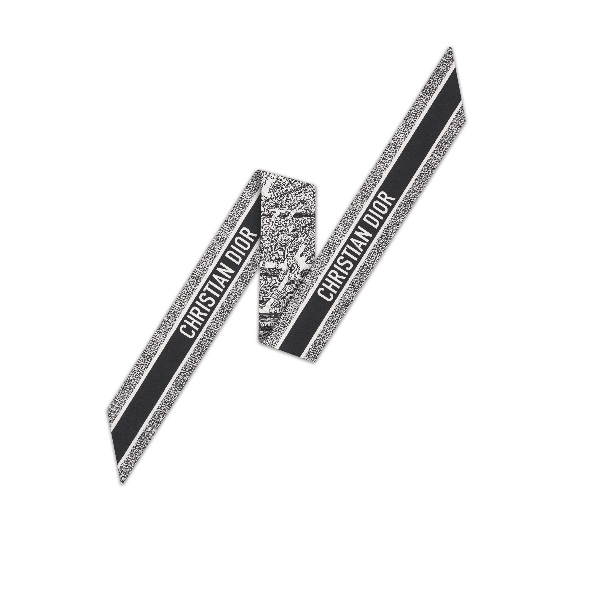 Plan de Paris Mitzah Scarf White and Black Silk Twill E08